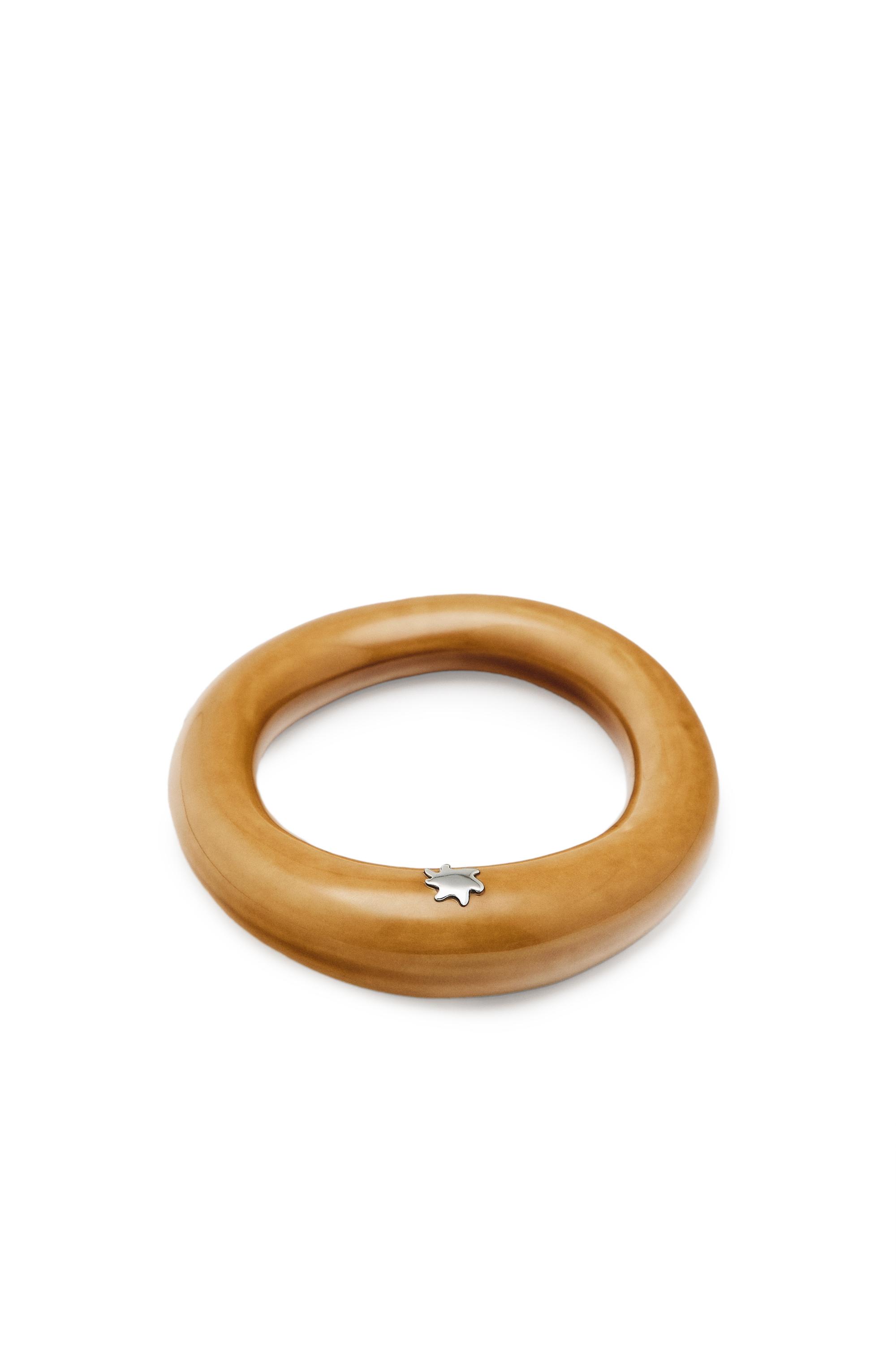 Ceramic tubular bracelet with star detail — MUSTARD YELLOW