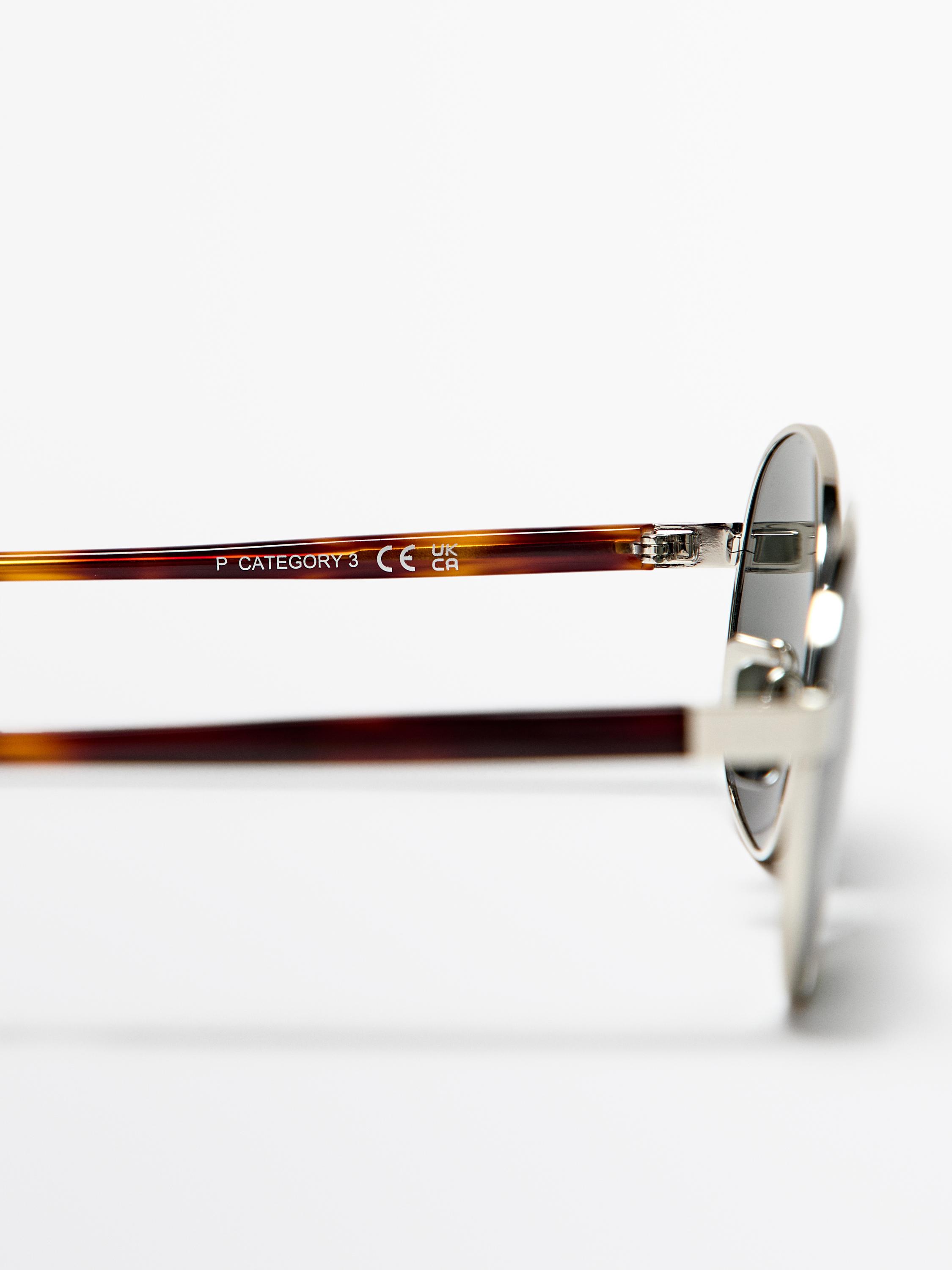 Round metal sunglasses - tortoiseshell effect — SILVER