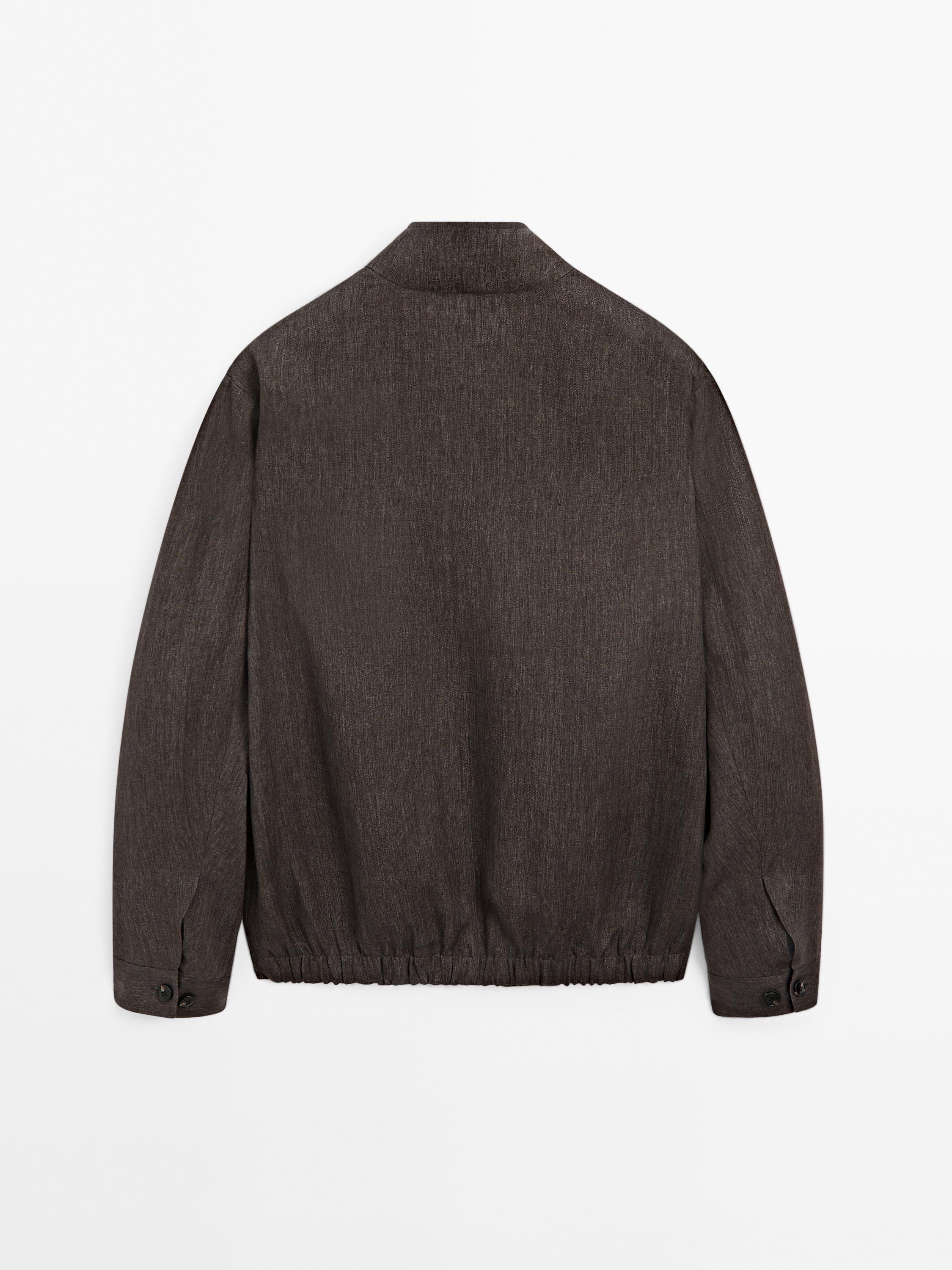 Faded total look linen bomber jacket