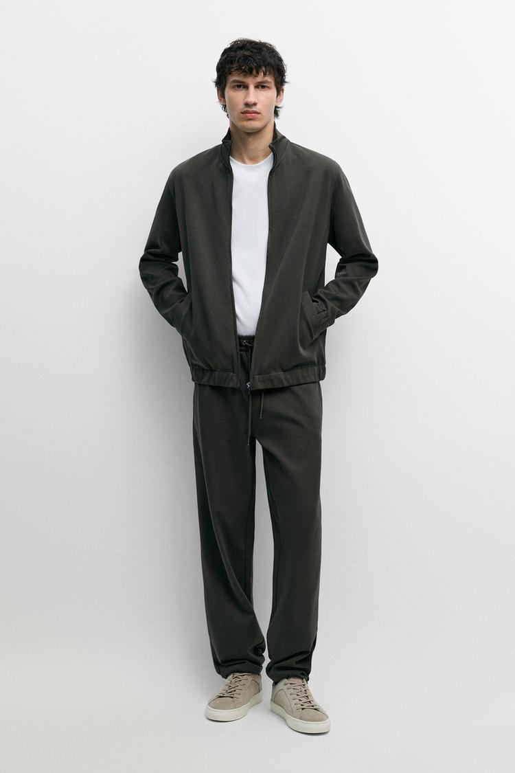 Cotton-Blend Suede Jacket, Co-ord Look — DARK GREEN