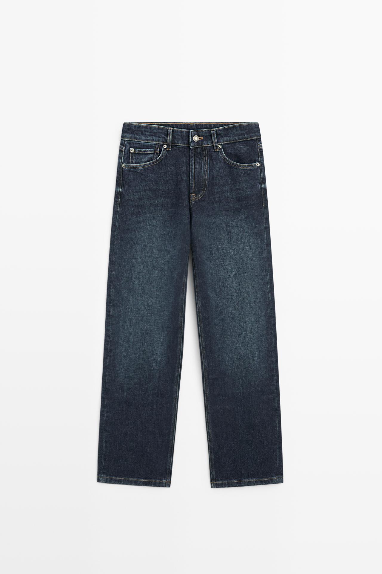 High-waist cropped straight-leg jeans — MEDIUM BLUE