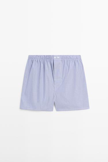 100% cotton striped boxers — NAVY BLUE 1
