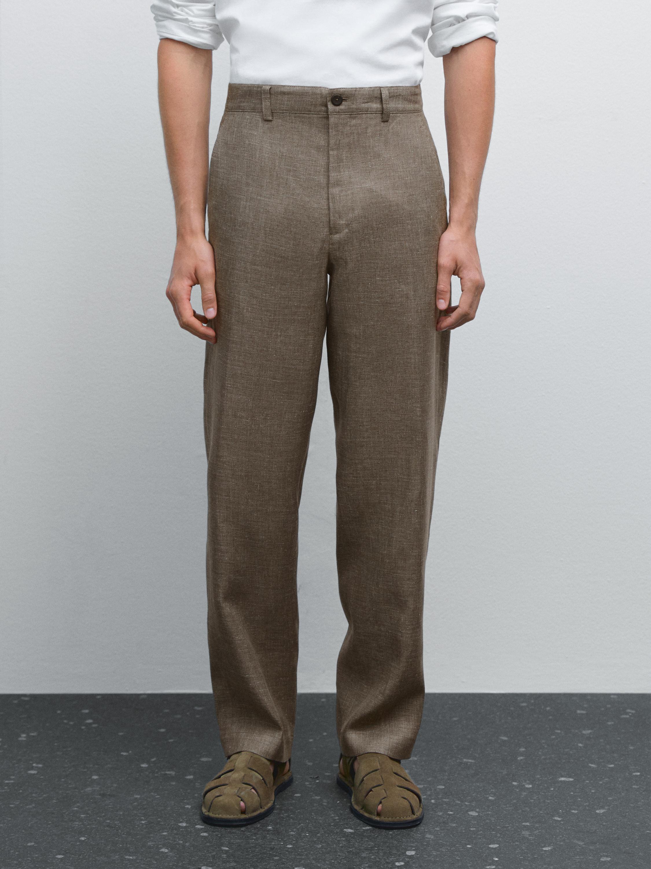 100% linnen straight broek