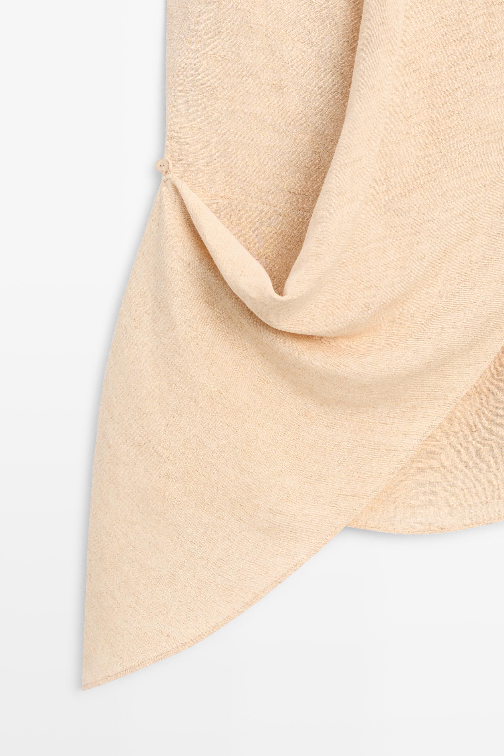 Linen blend draped halter top — STONE