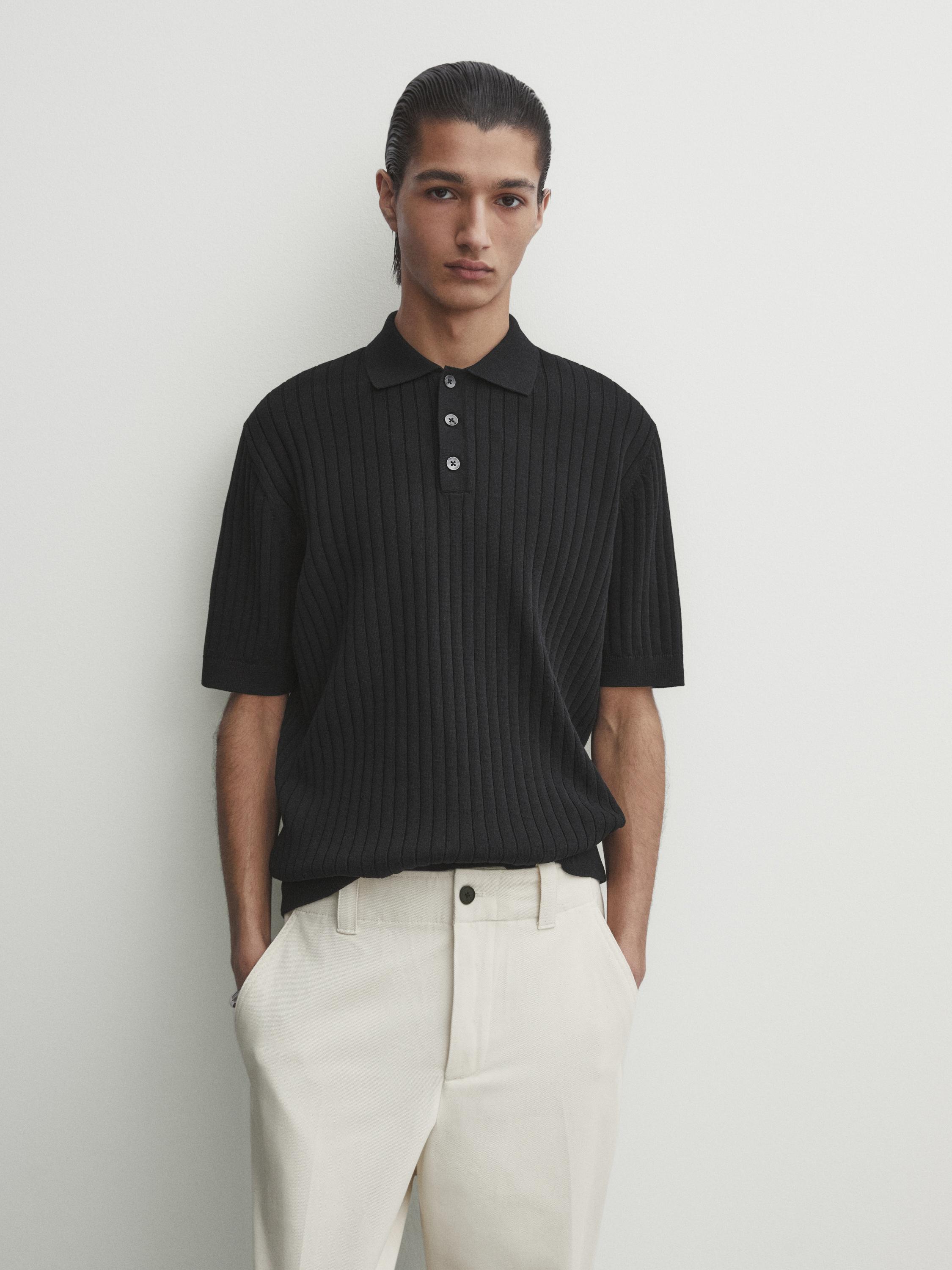 سويتر بولو مضلع بأكمام قصيرة