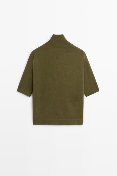 Wool knit sweater with mock turtleneck — OLIVE 5