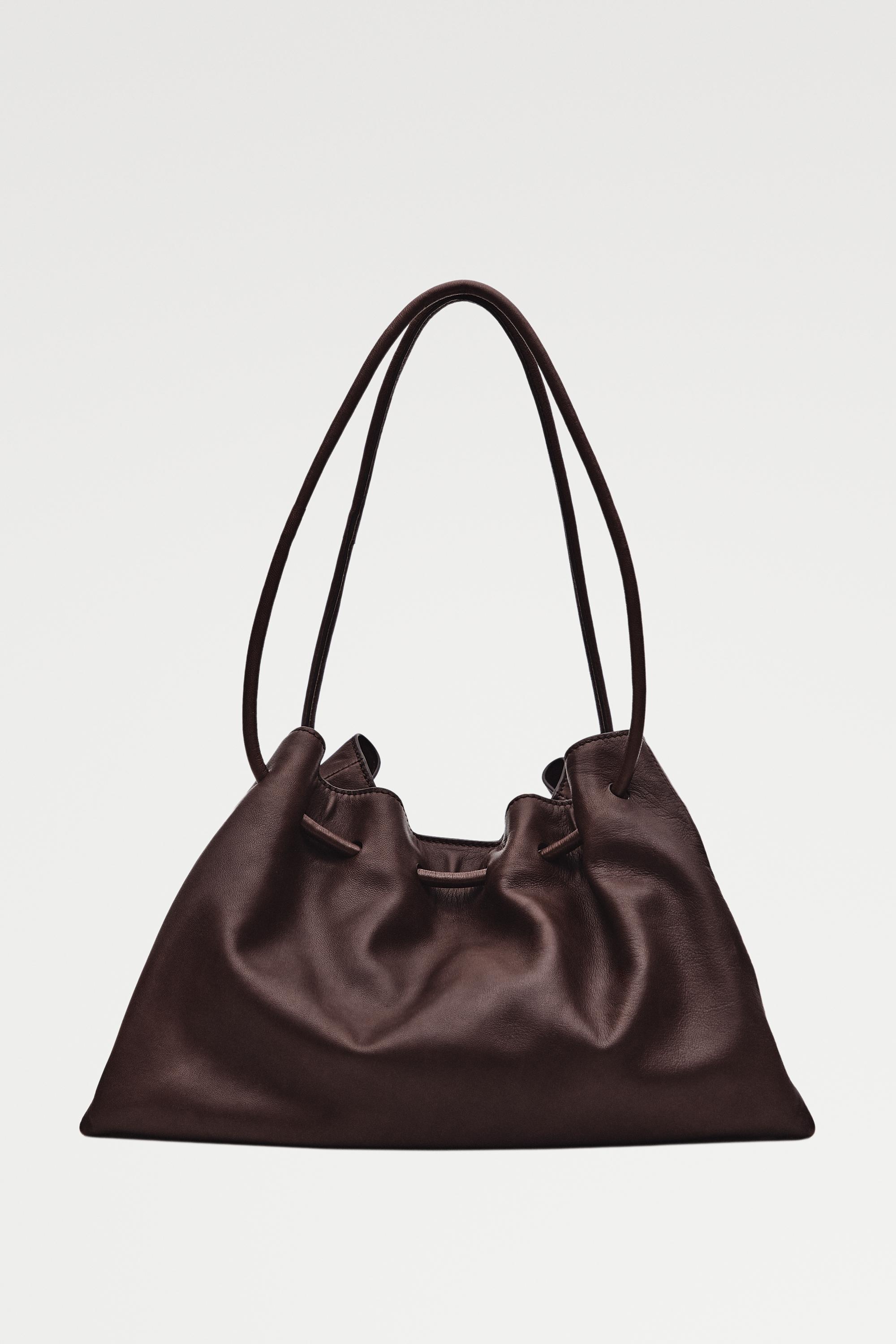 Nappa leather ruffled bag — BROWN