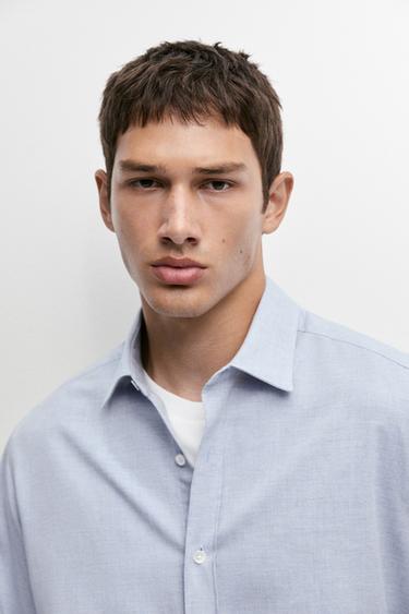 100% cotton regular fit melange twill shirt — Sky blue 8