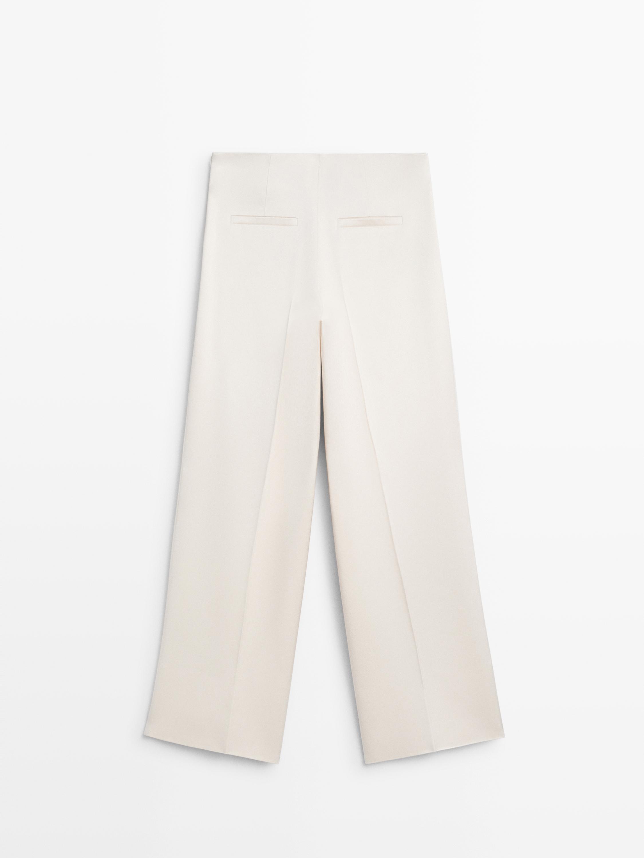 Satin wide-leg trousers - STUDIO — Beige