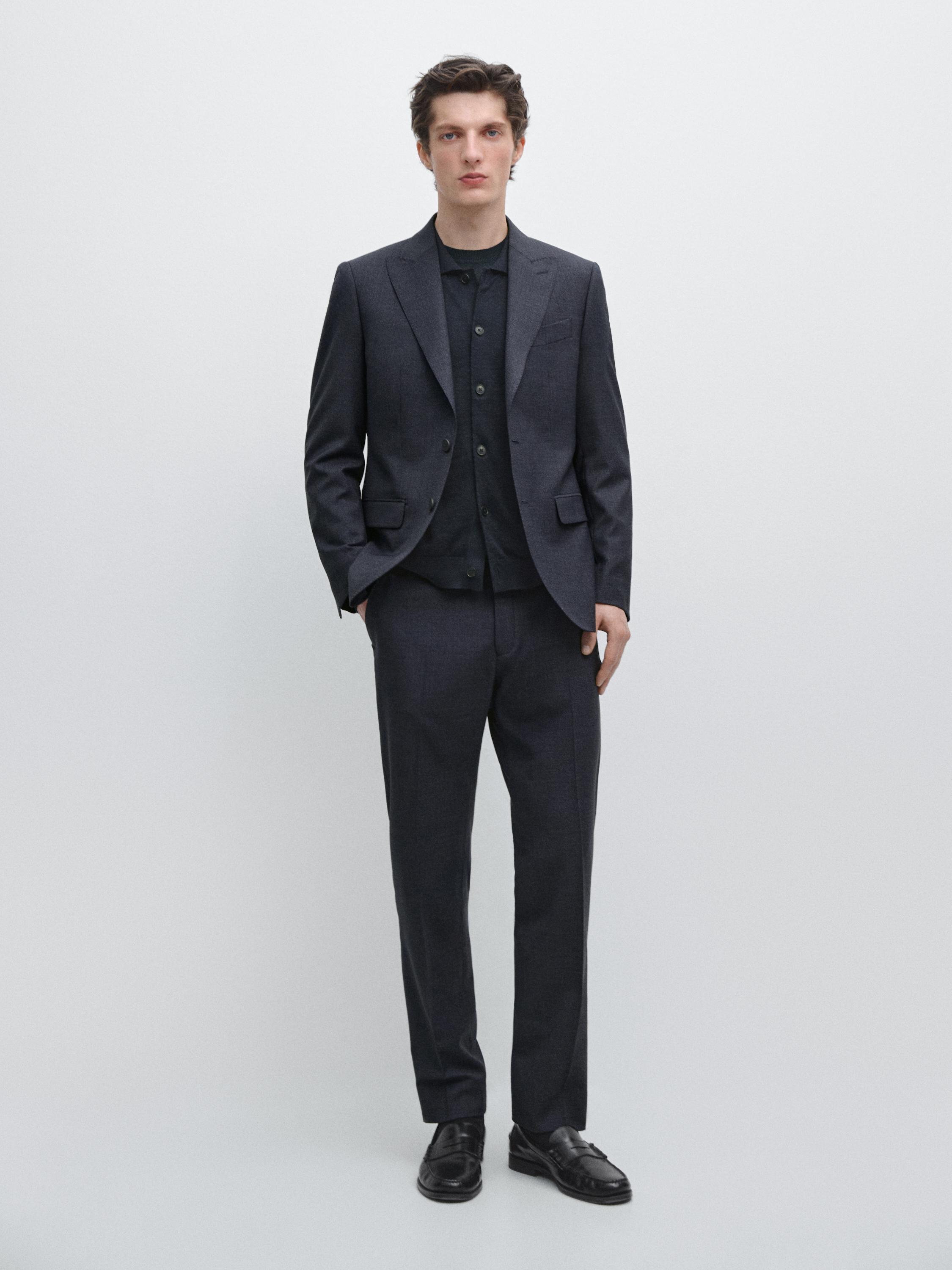 100% cool wool suit blazer — INDIGO