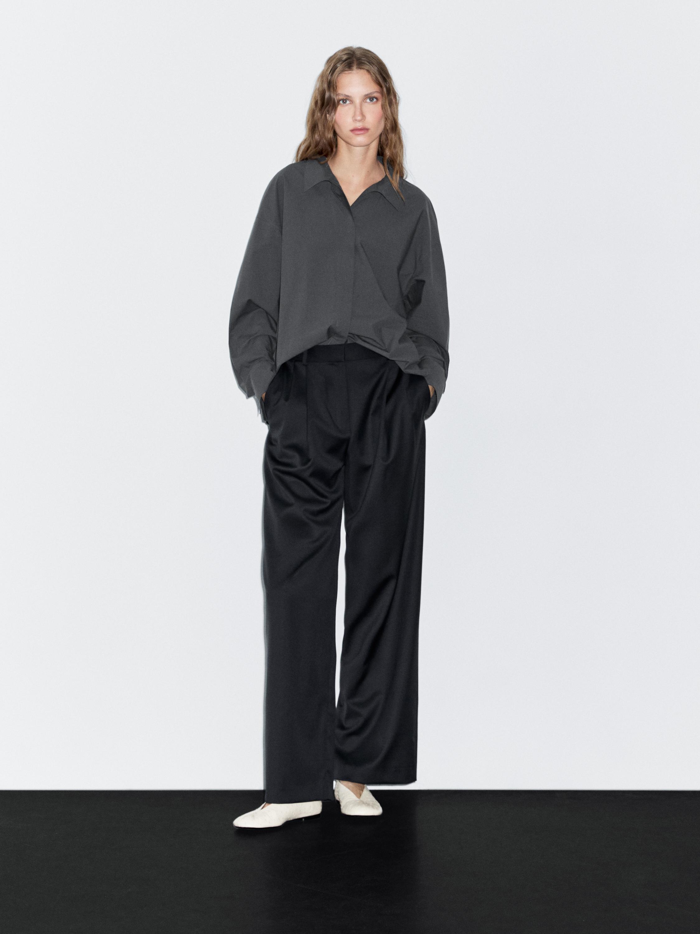 100% extra fine wool pleated trousers