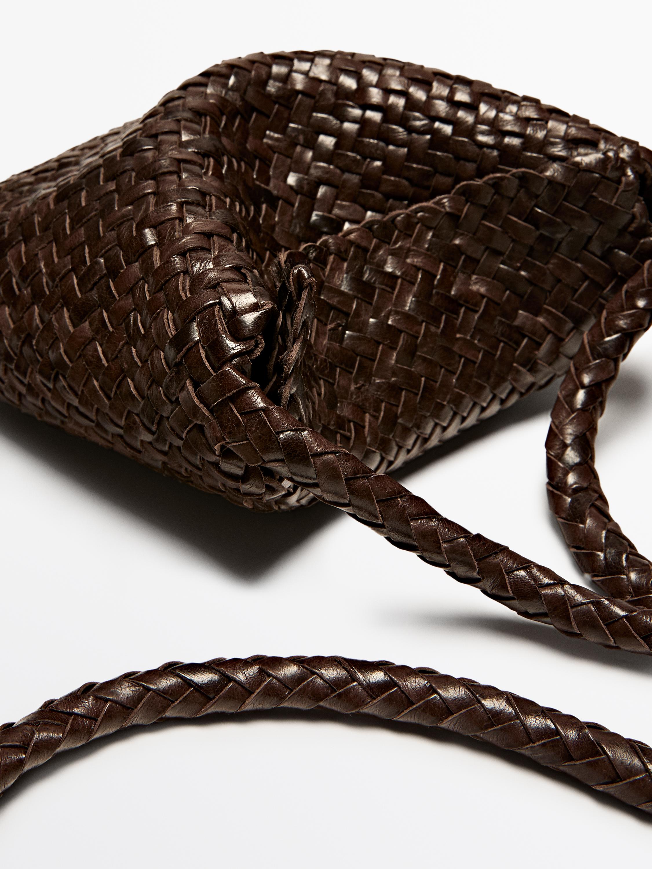 Braided nappa leather crossbody bag