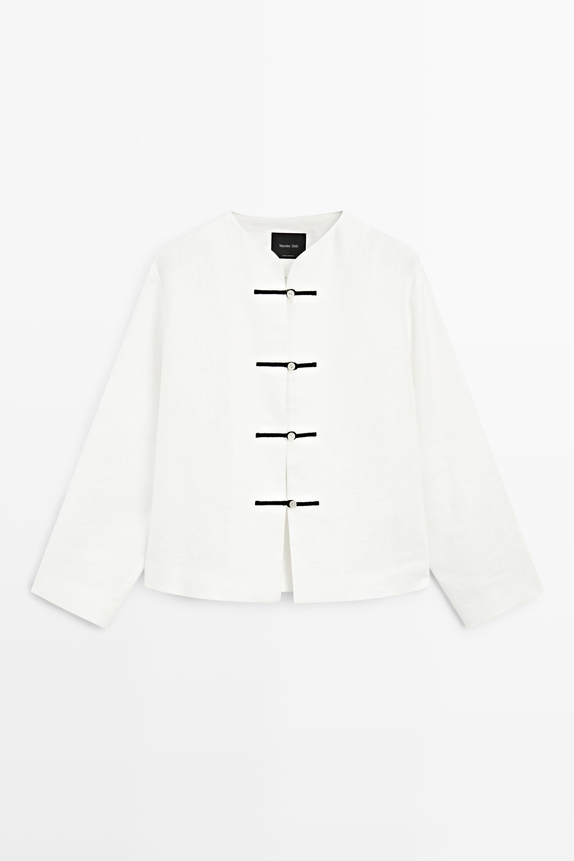 100% linen flowing shirt with button detail
