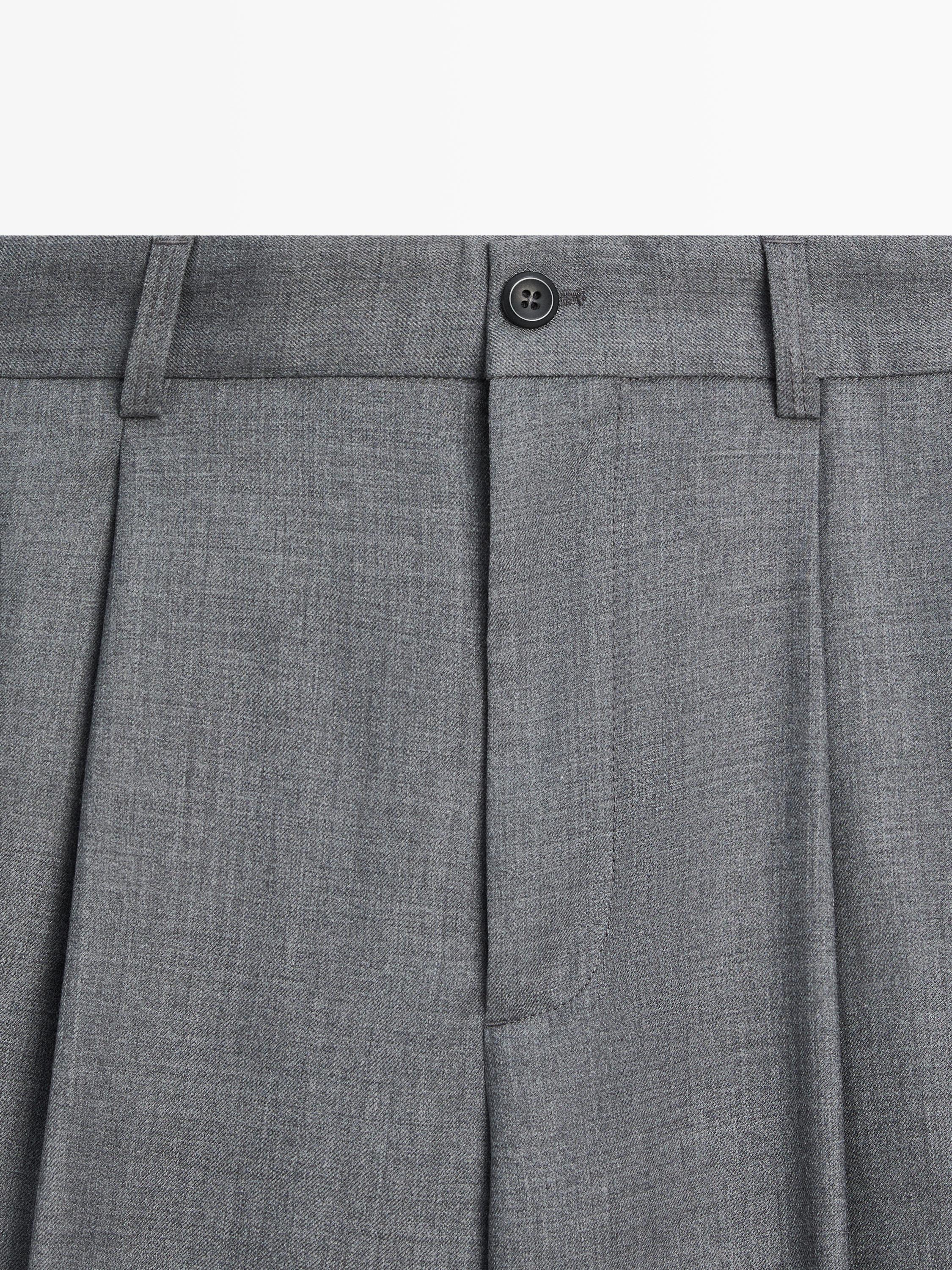 Relaxed fit darted cool wool blend trousers — GREY