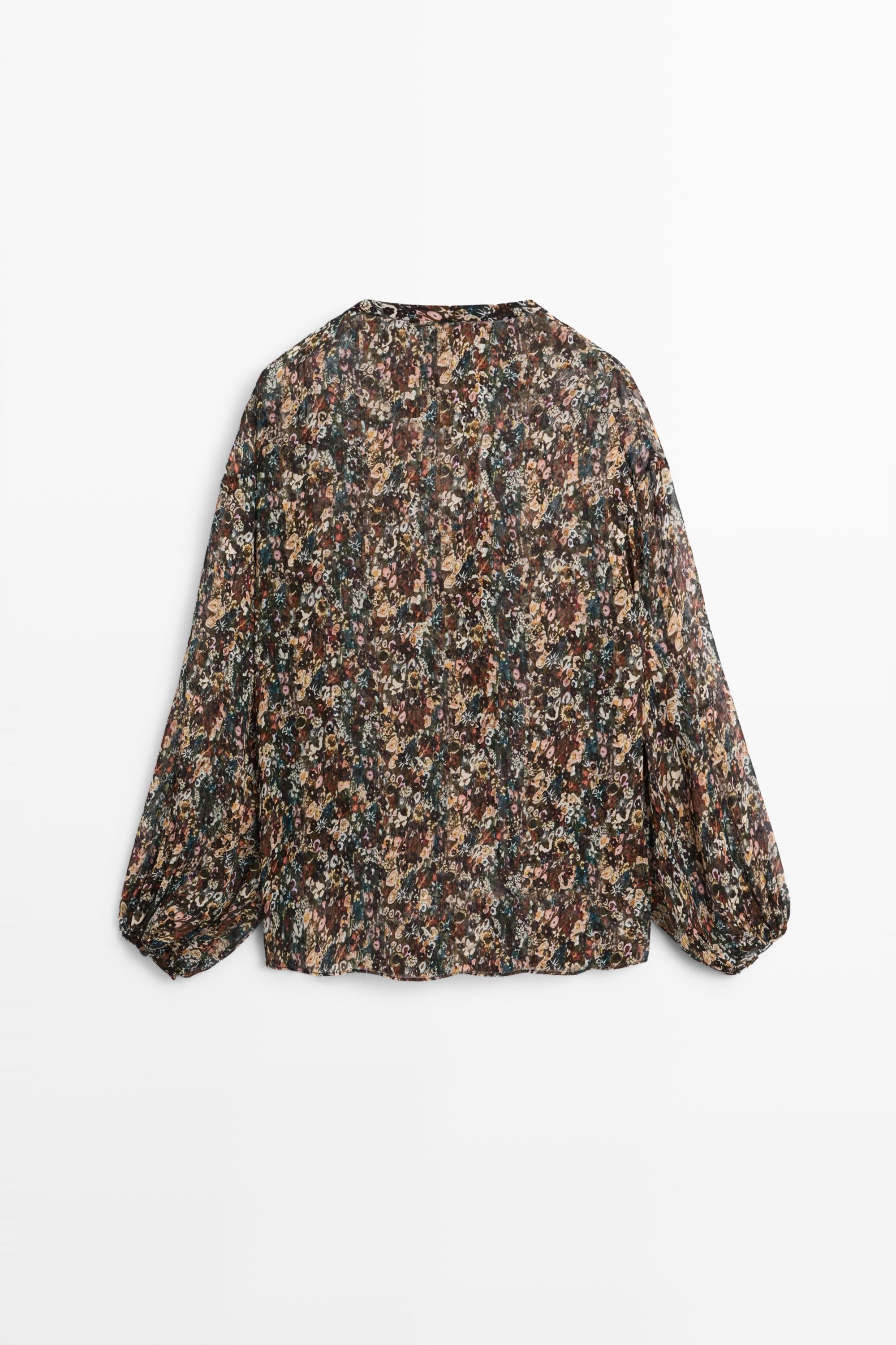 Floral print flowing shirt — BLACK