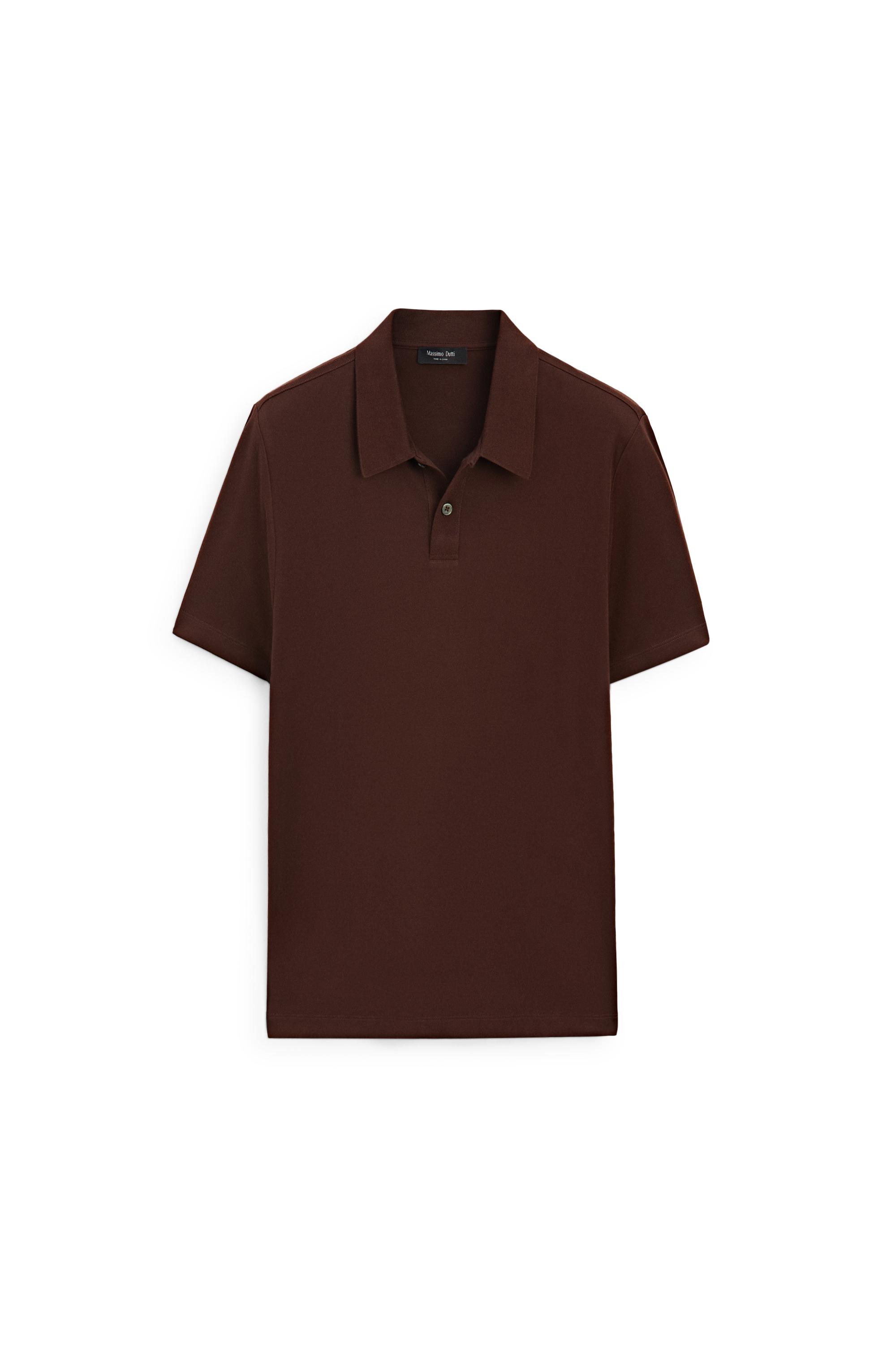 100% cotton short sleeve polo shirt — MOLE BROWN