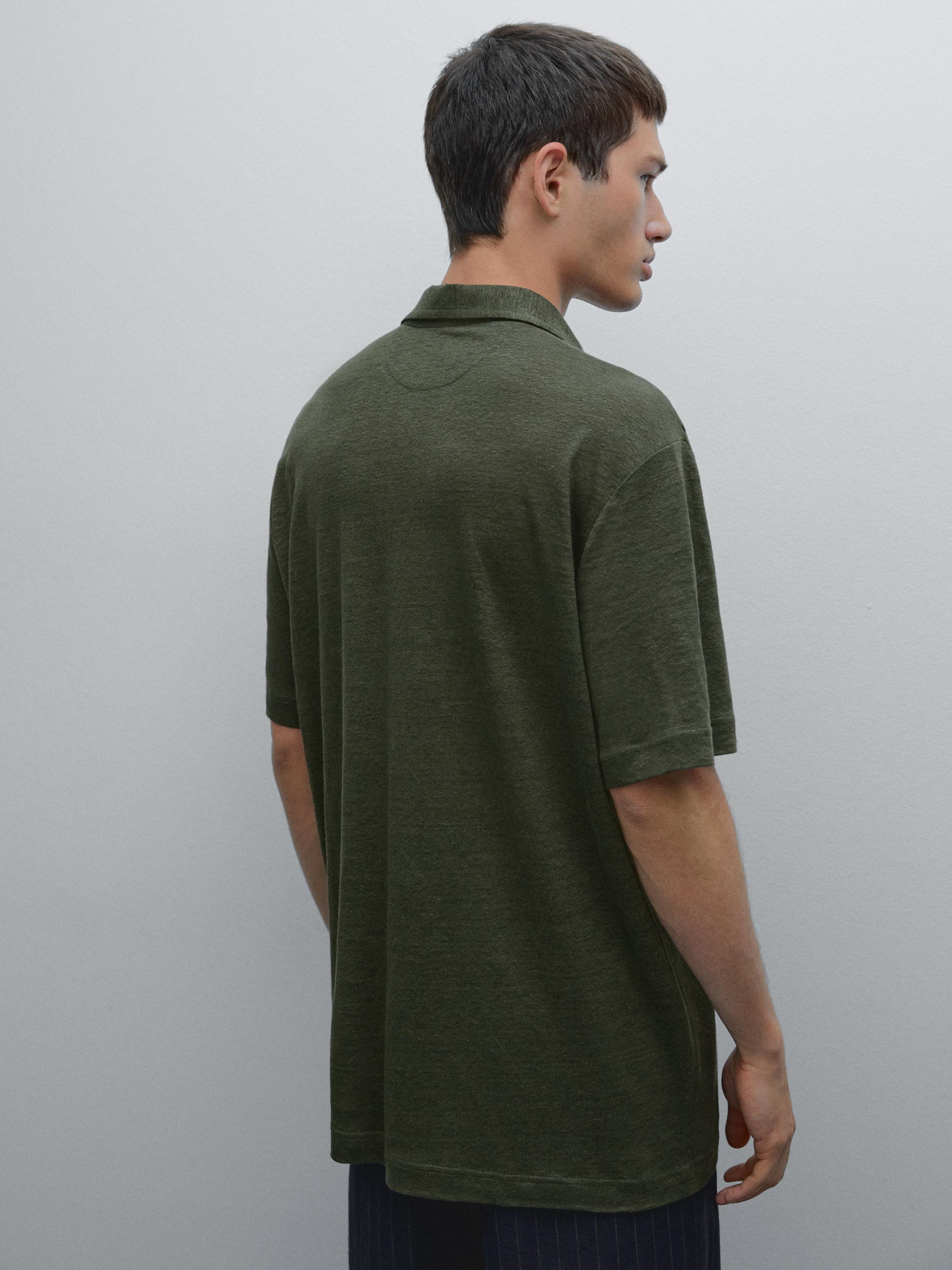 100% linen short sleeve polo shirt