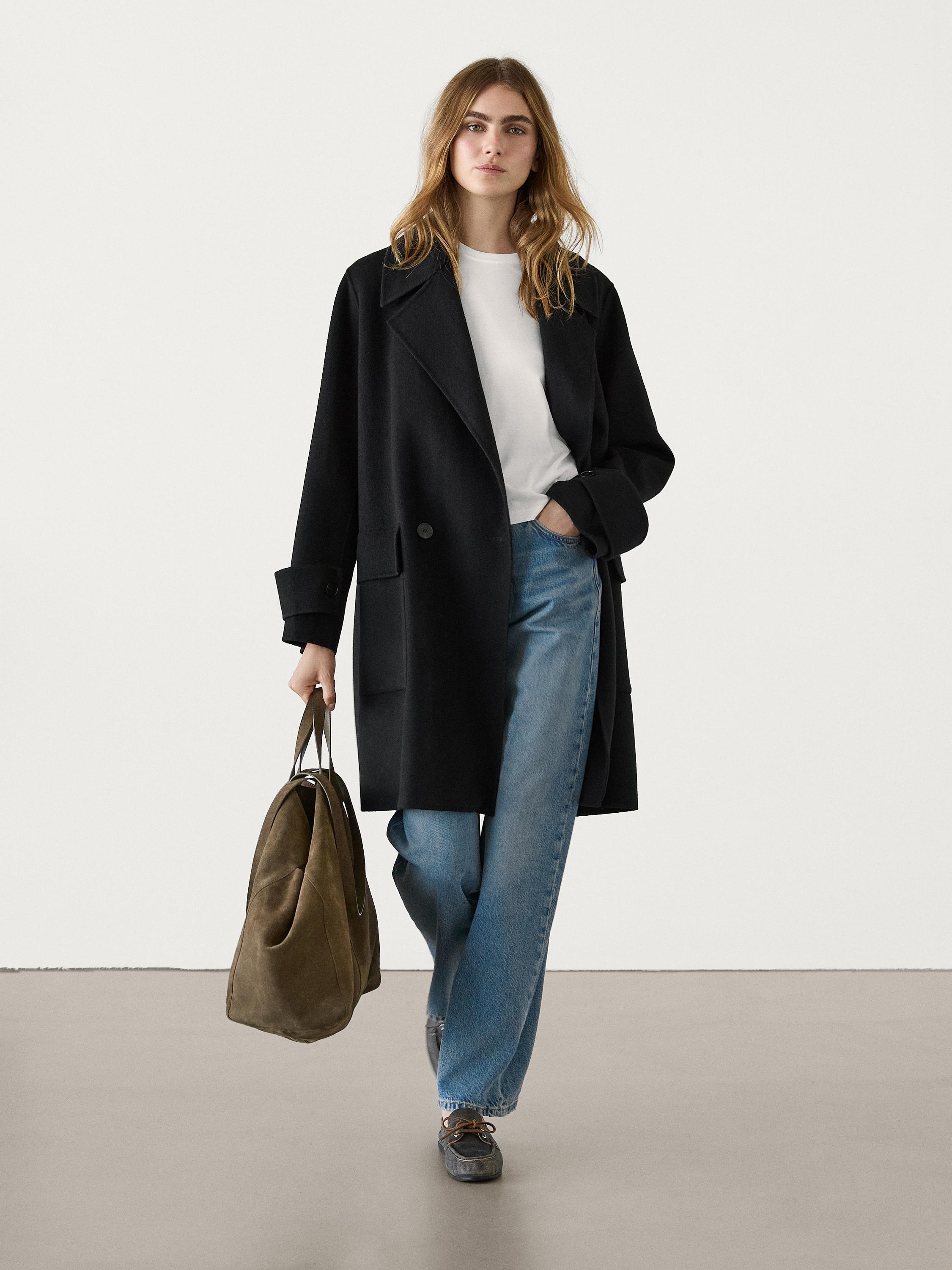 Long wool blend maxi coat · Black · Coats And Jackets | Massimo Dutti