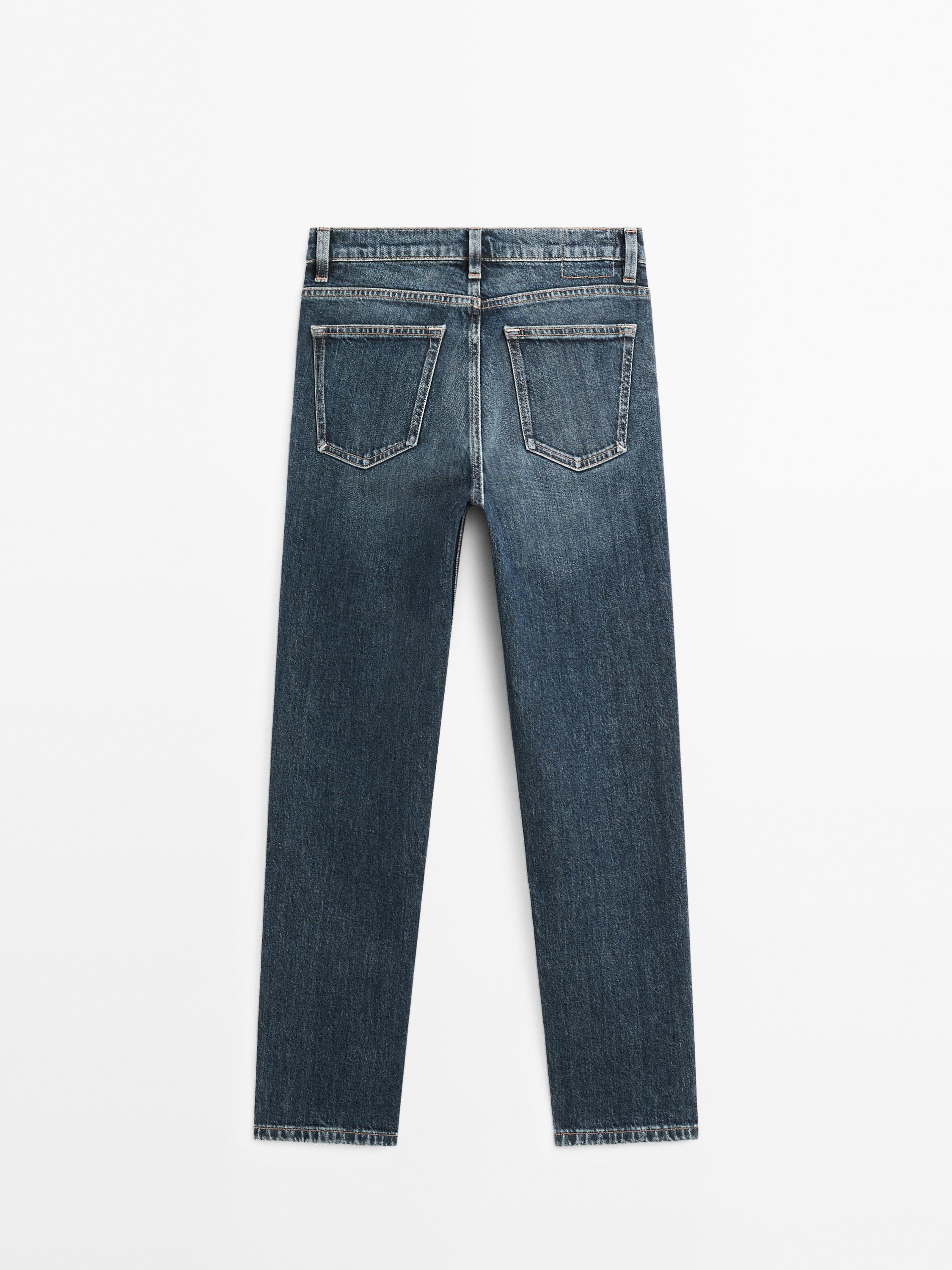 Mid-rise cropped slim fit jeans