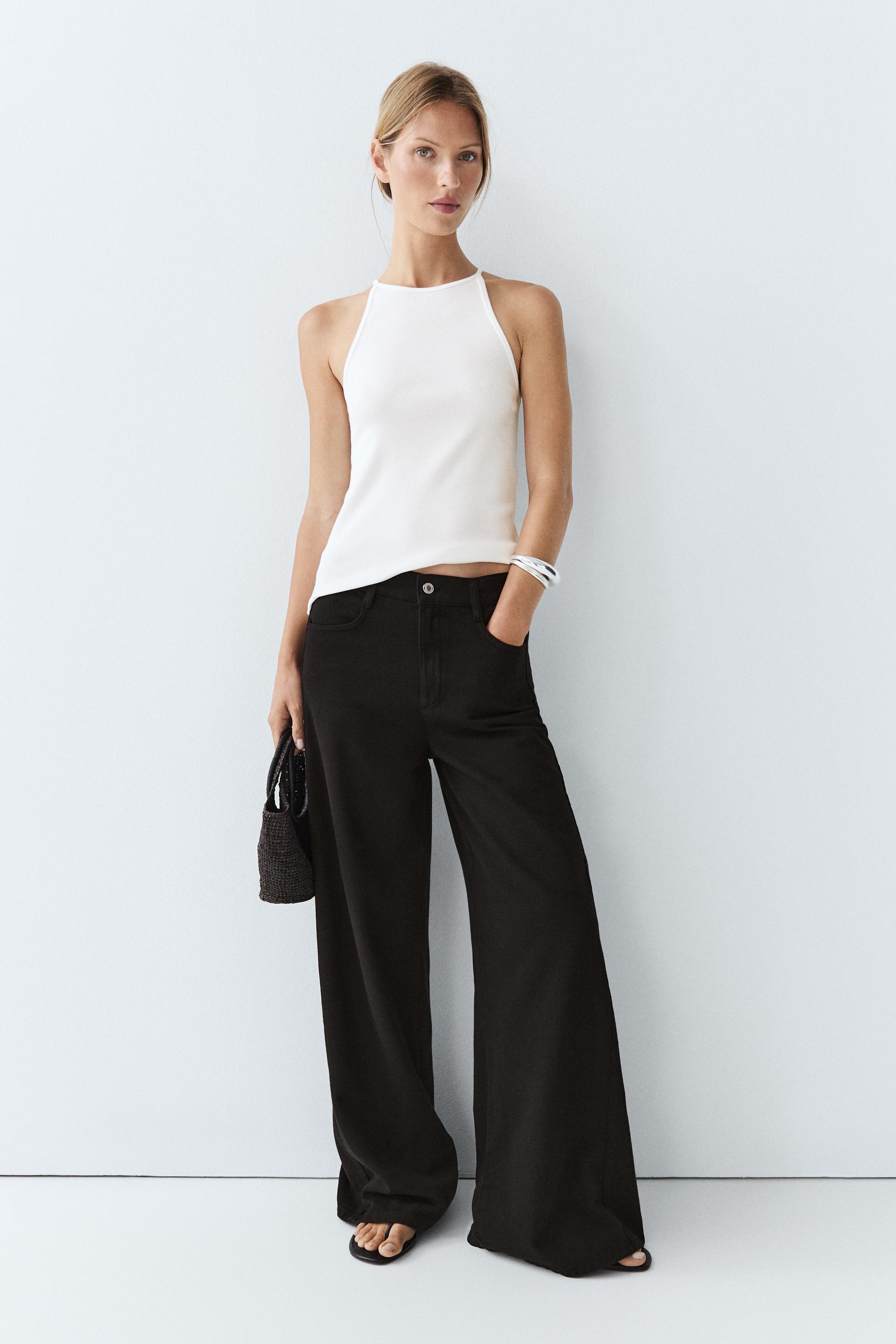 Flowy wide-leg jeans — BLACK