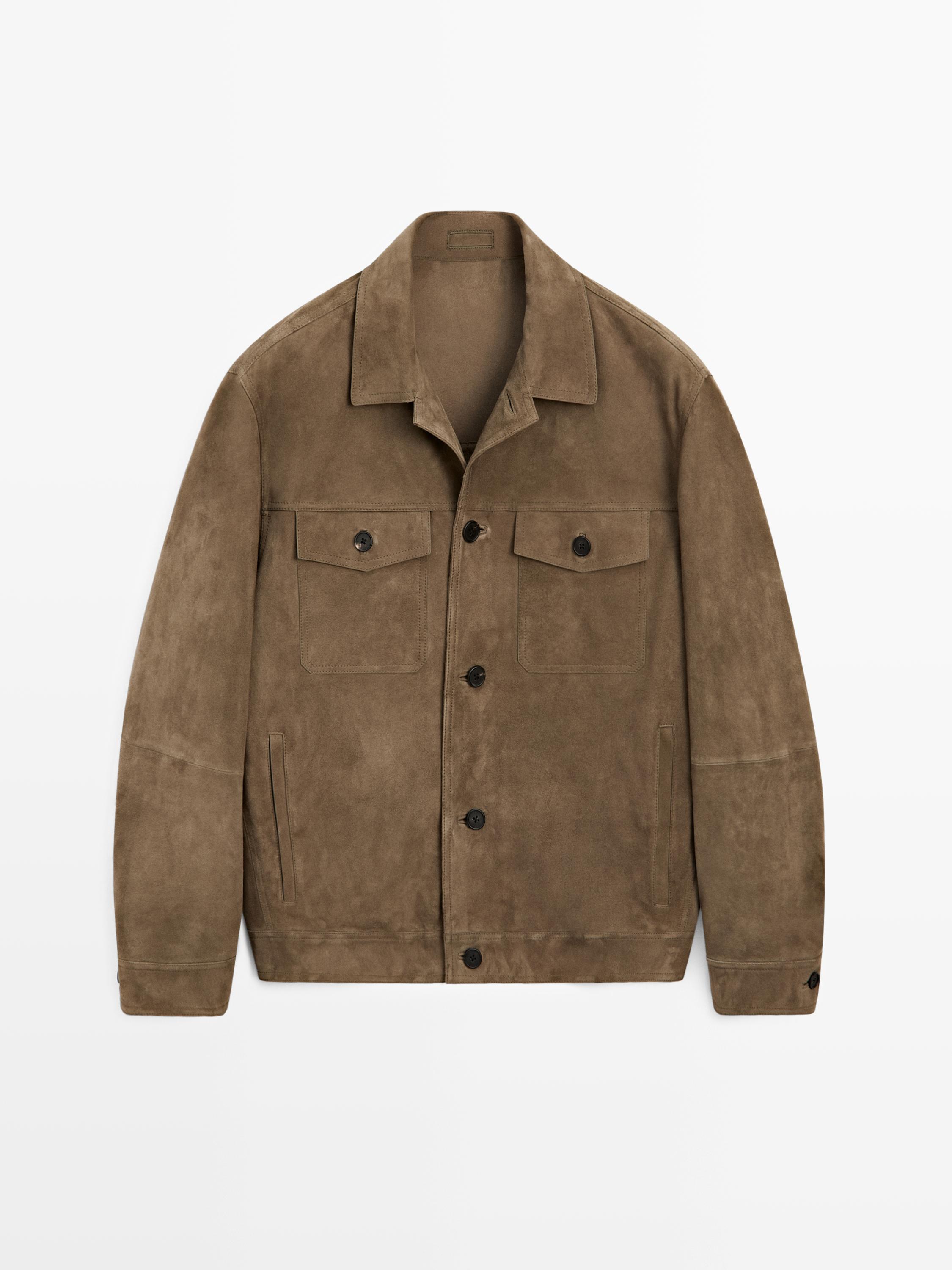 Veste à poches en cuir effet usé