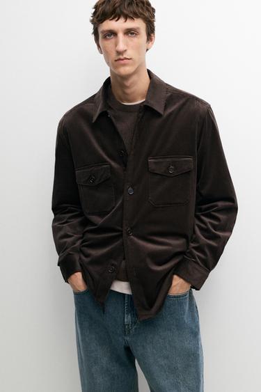 100% cotton overshirt with pocket detail — BROWN 3