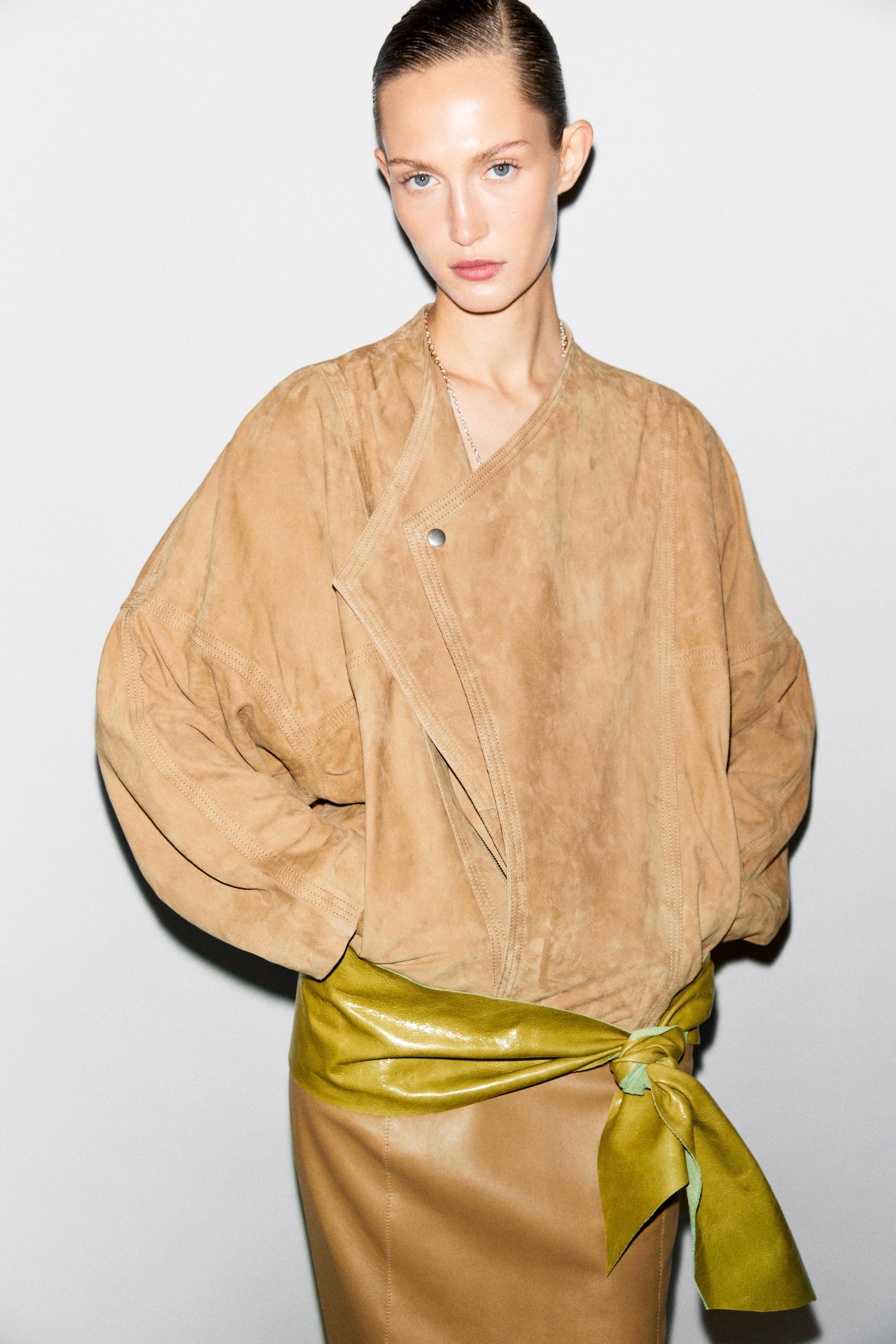Oversize suede leather jacket — SAND