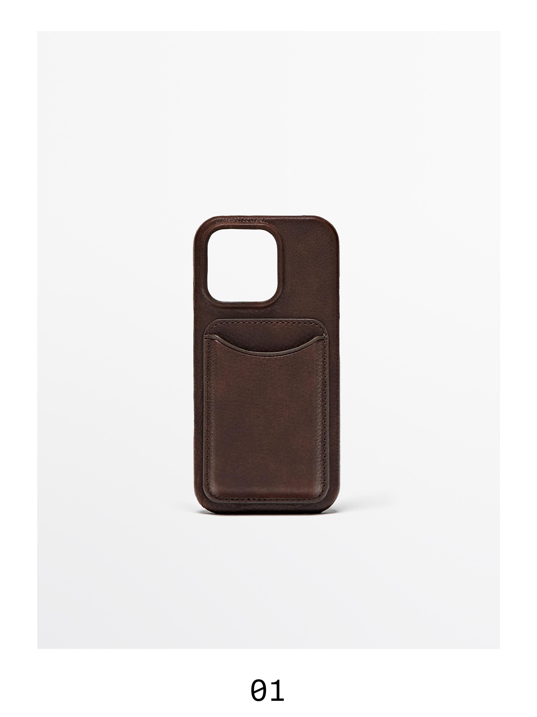 Nappa leather iPhone 16 Pro case — BROWN