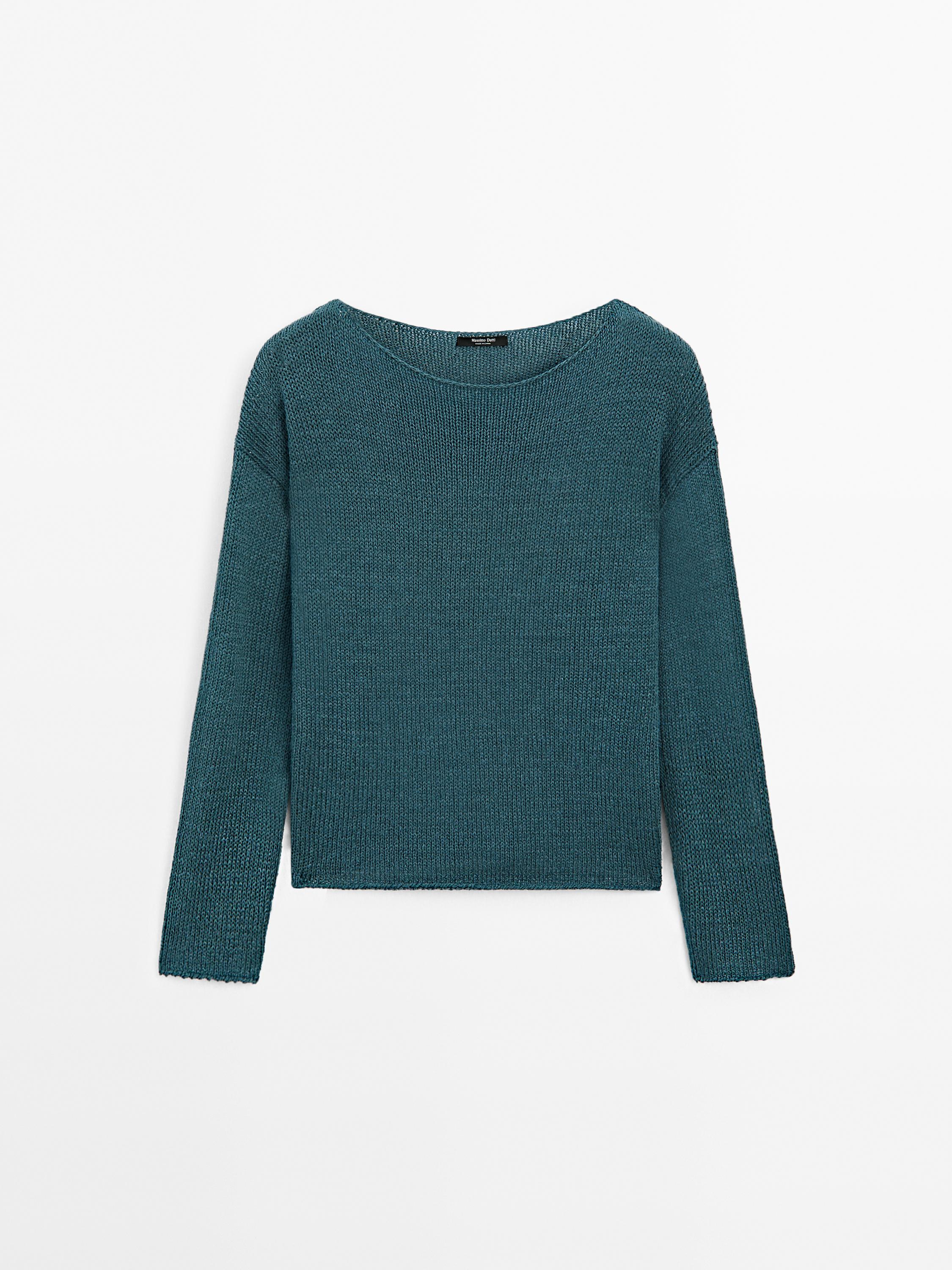 Linen blend knit sweater