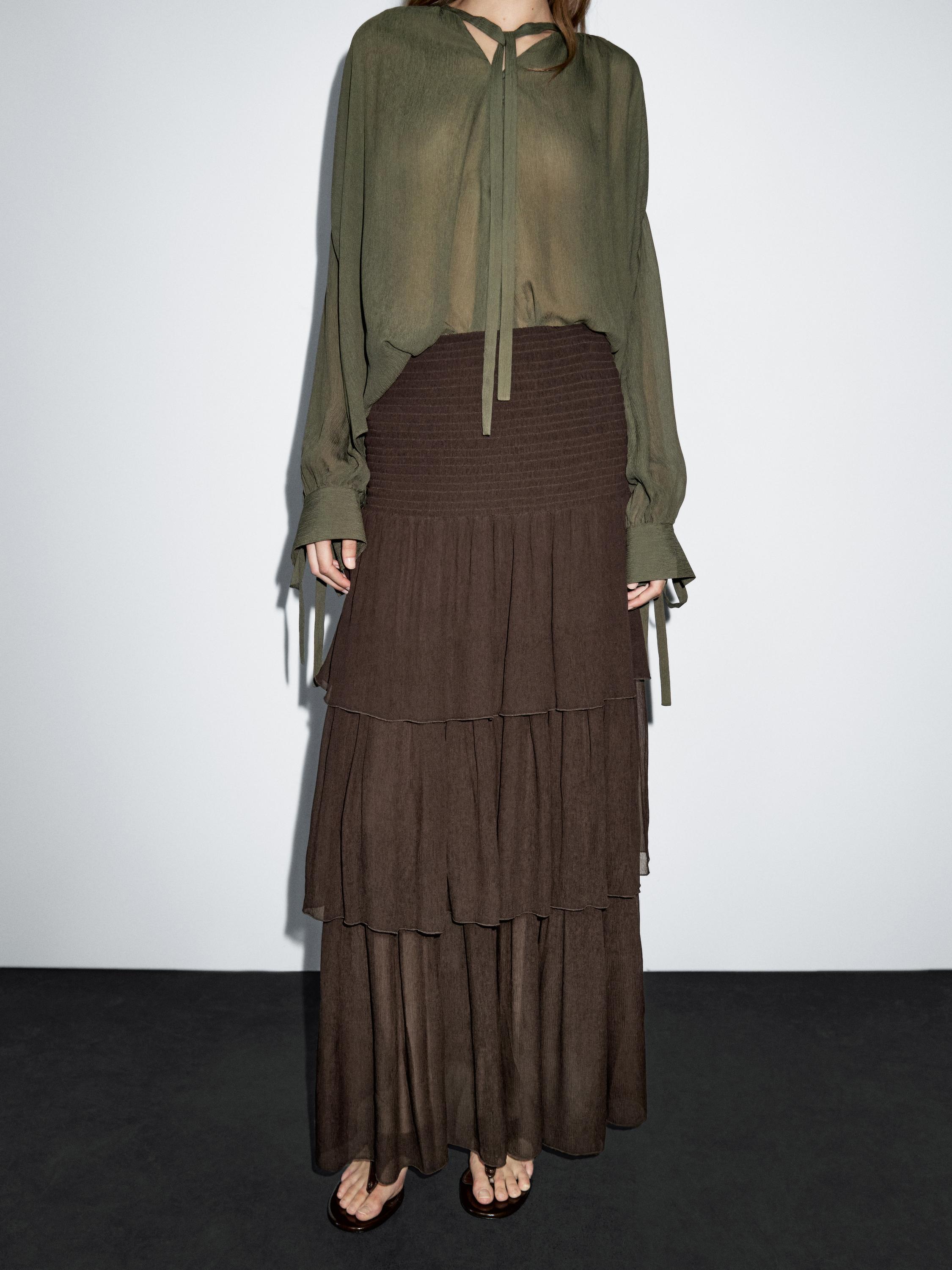 Длинная юбка с воланами