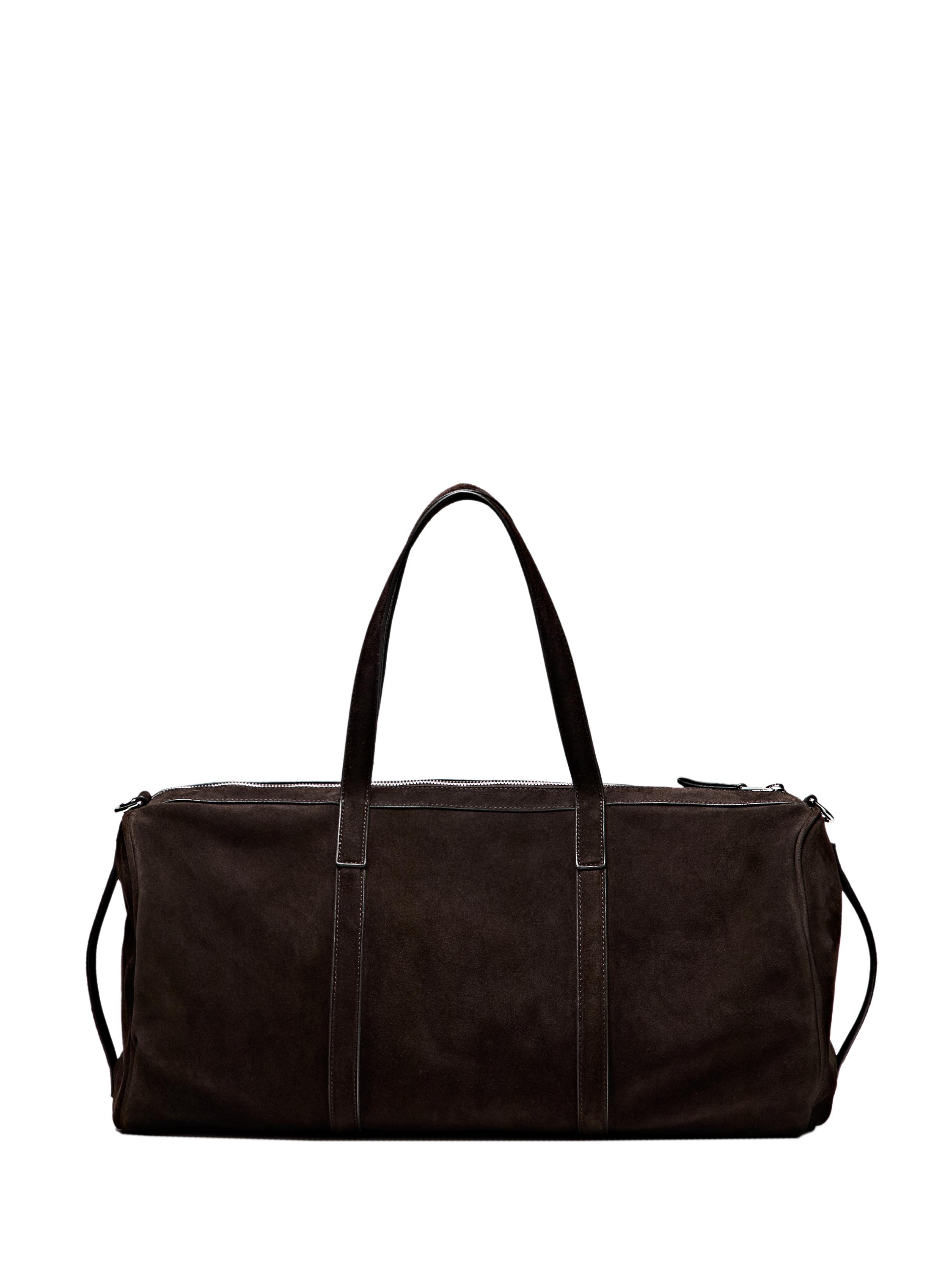 Suede leather travel bag — BROWN