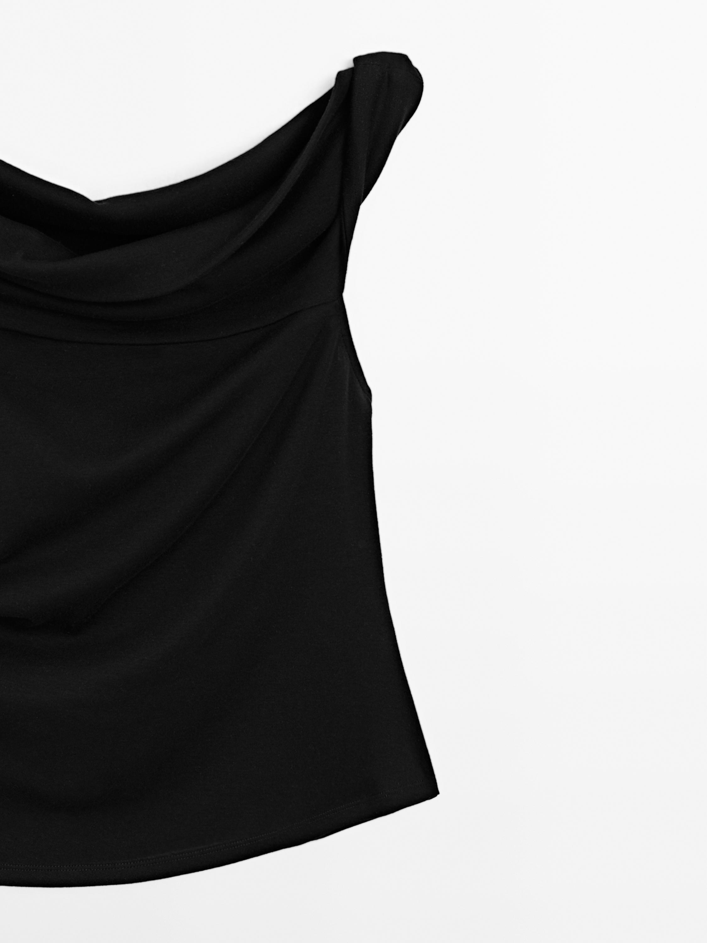 Draped strapless top