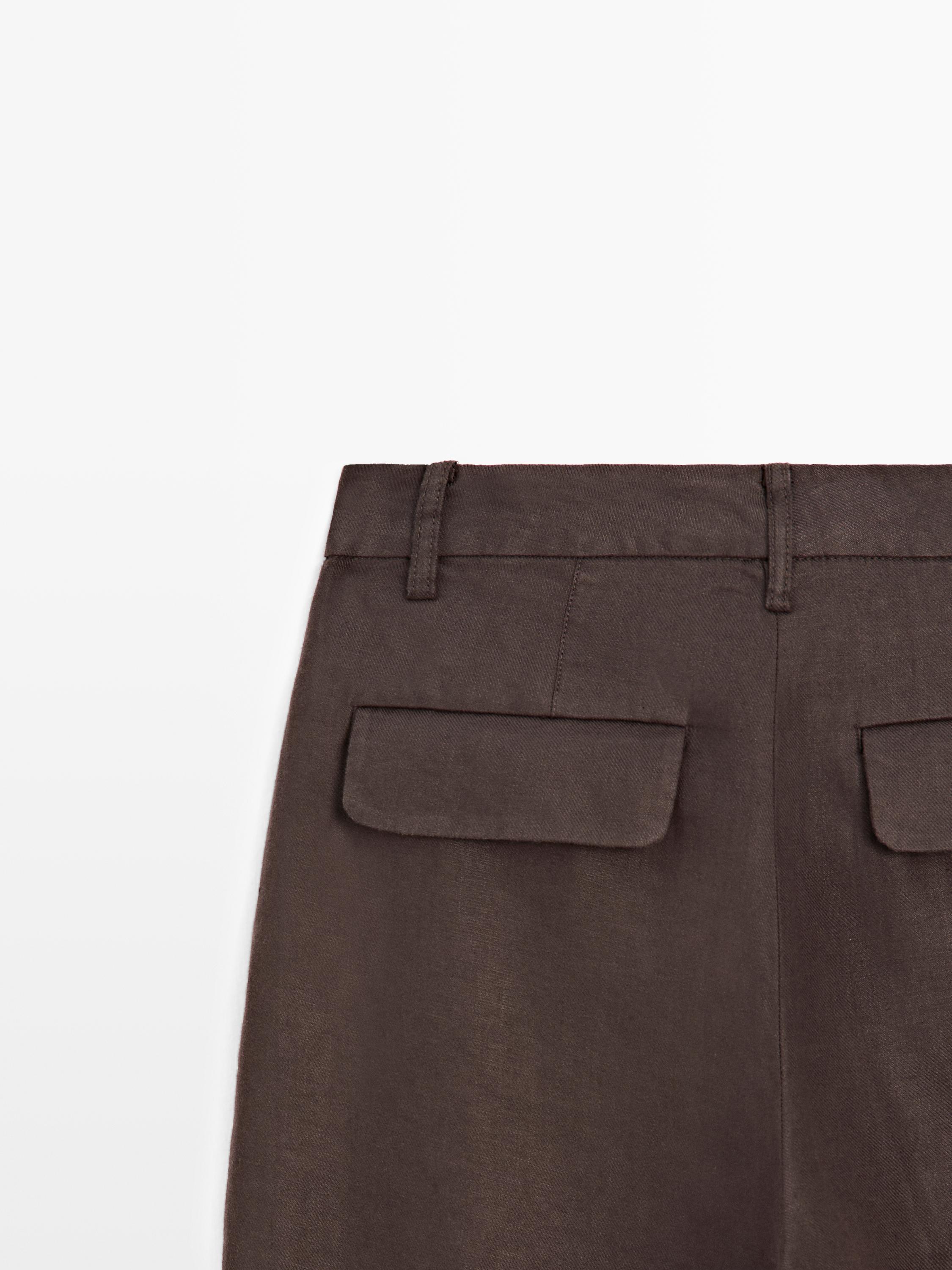 Flowing 100% linen trousers — BROWN
