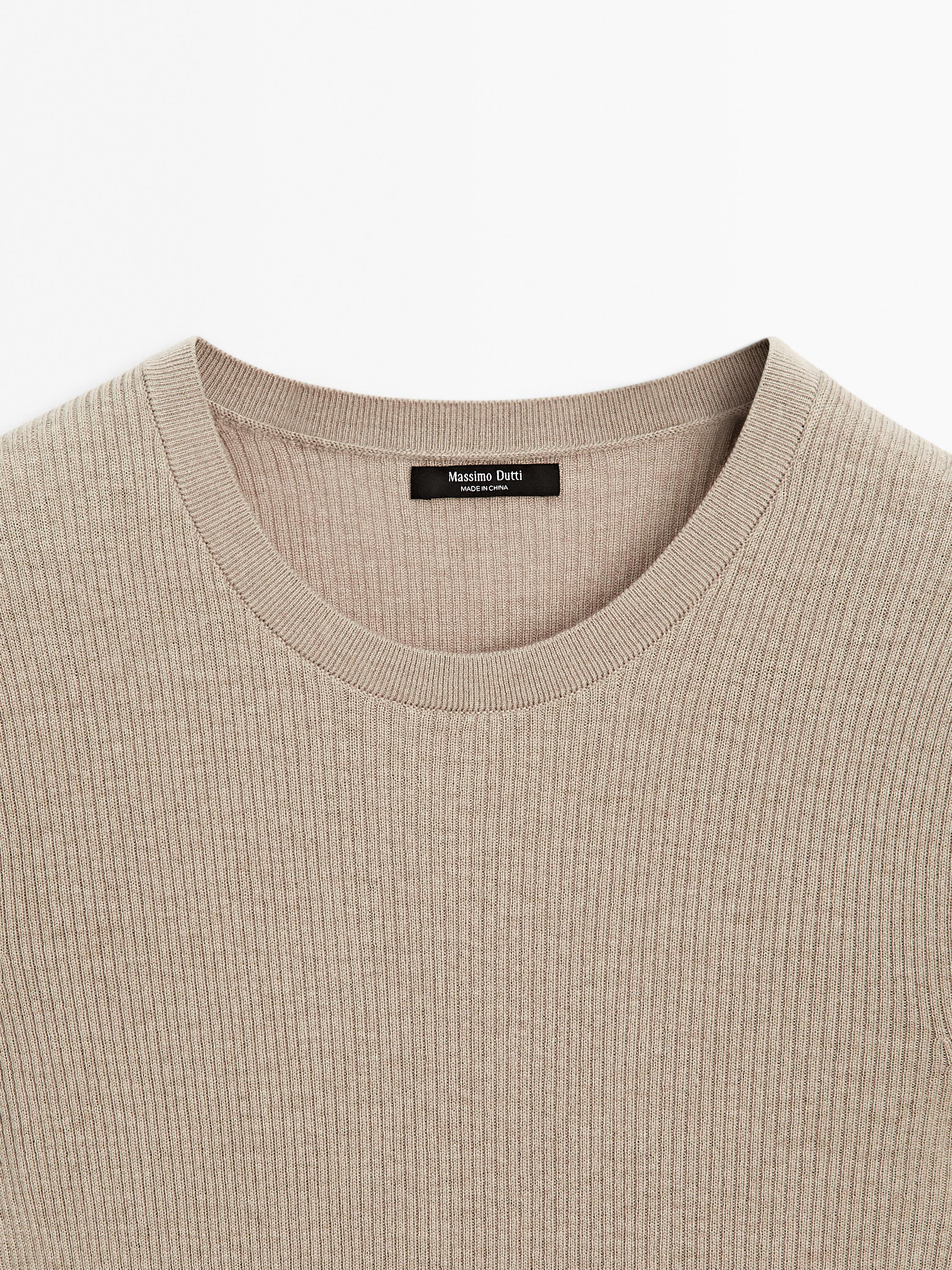 Ribbed knit wool blend sweater