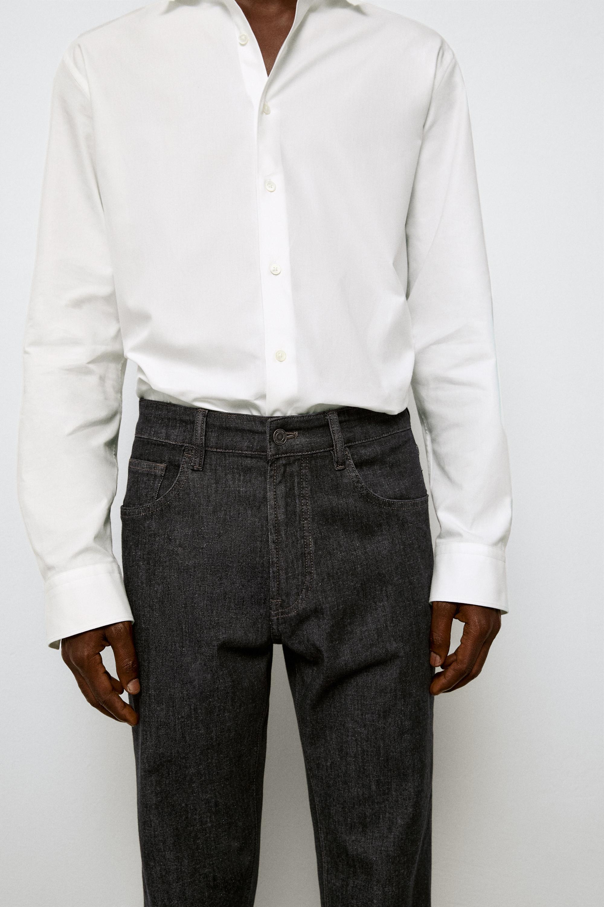 Lightweight tapered fit jeans — BLACK