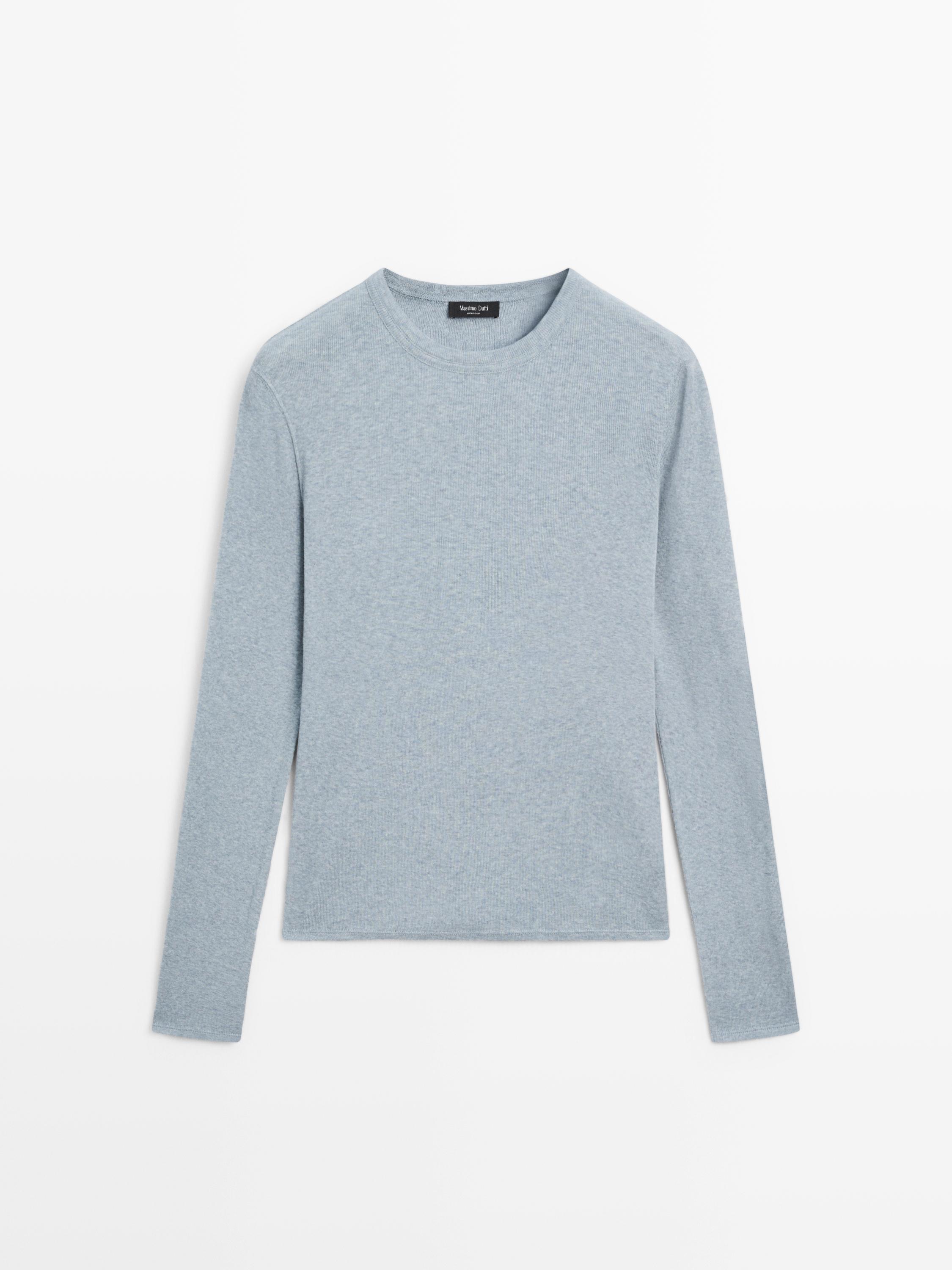 Long sleeve cotton blend T-shirt