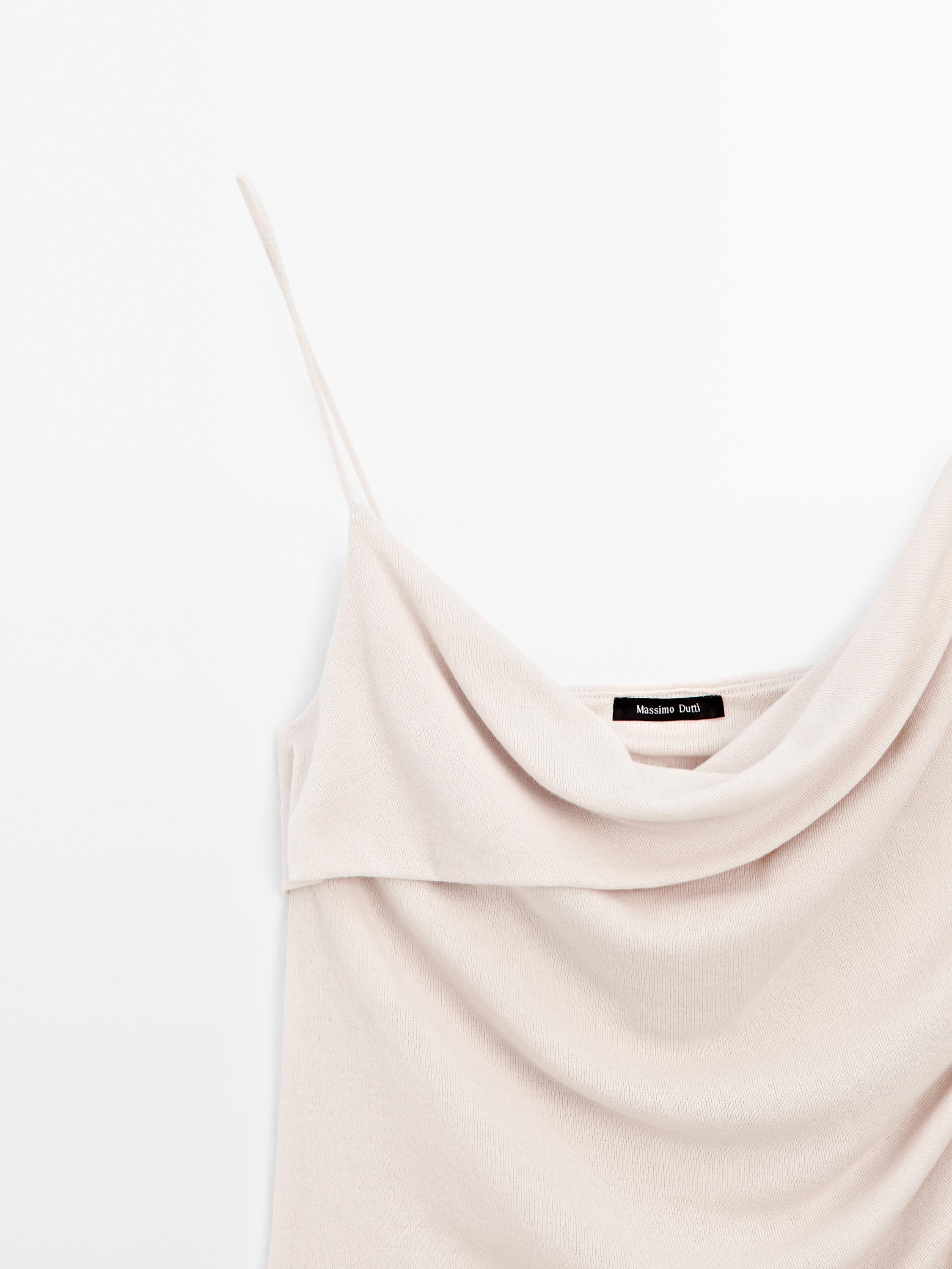 100% cotton top with asymmetric neckline