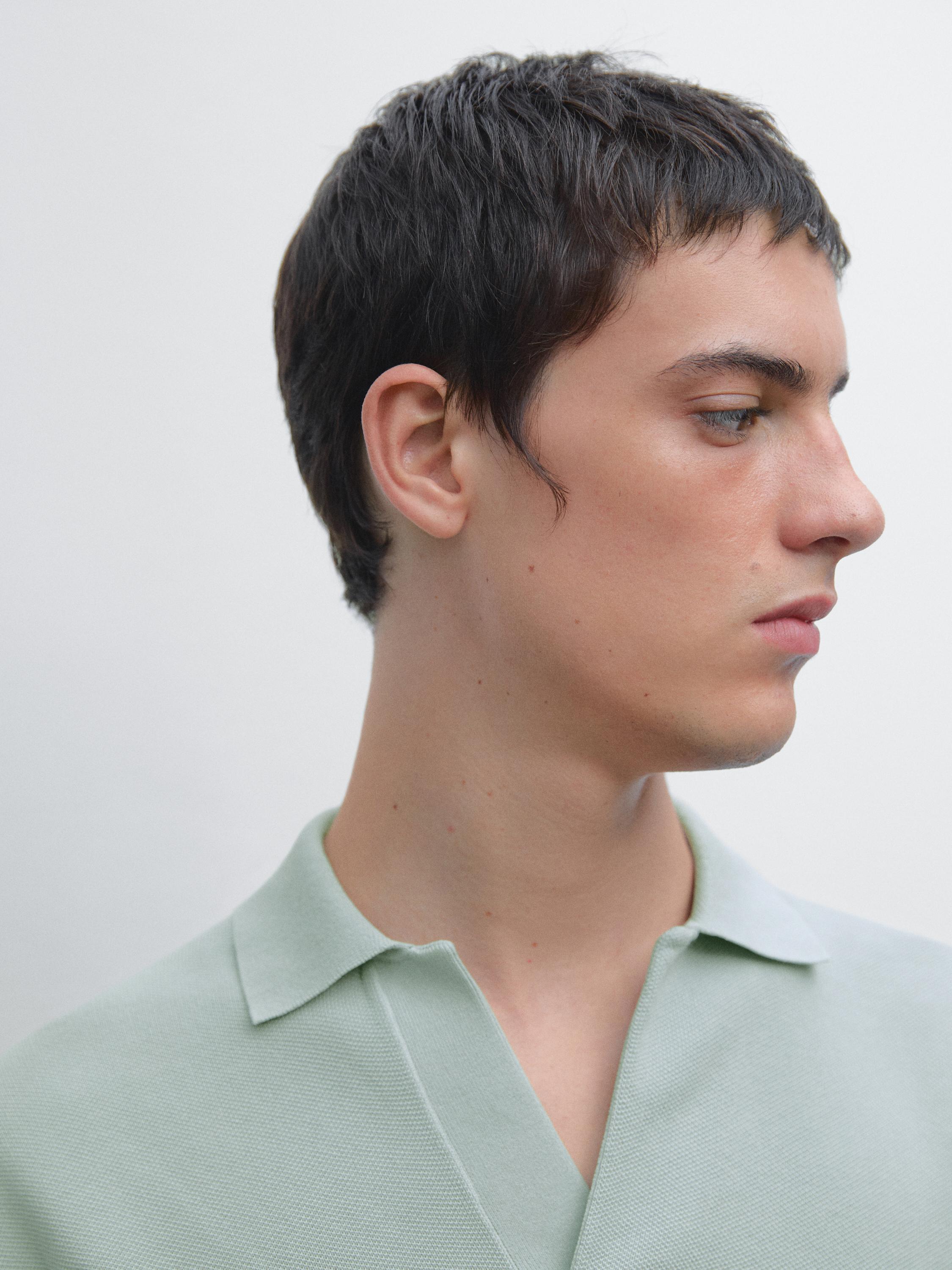 Knit V-neck polo shirt