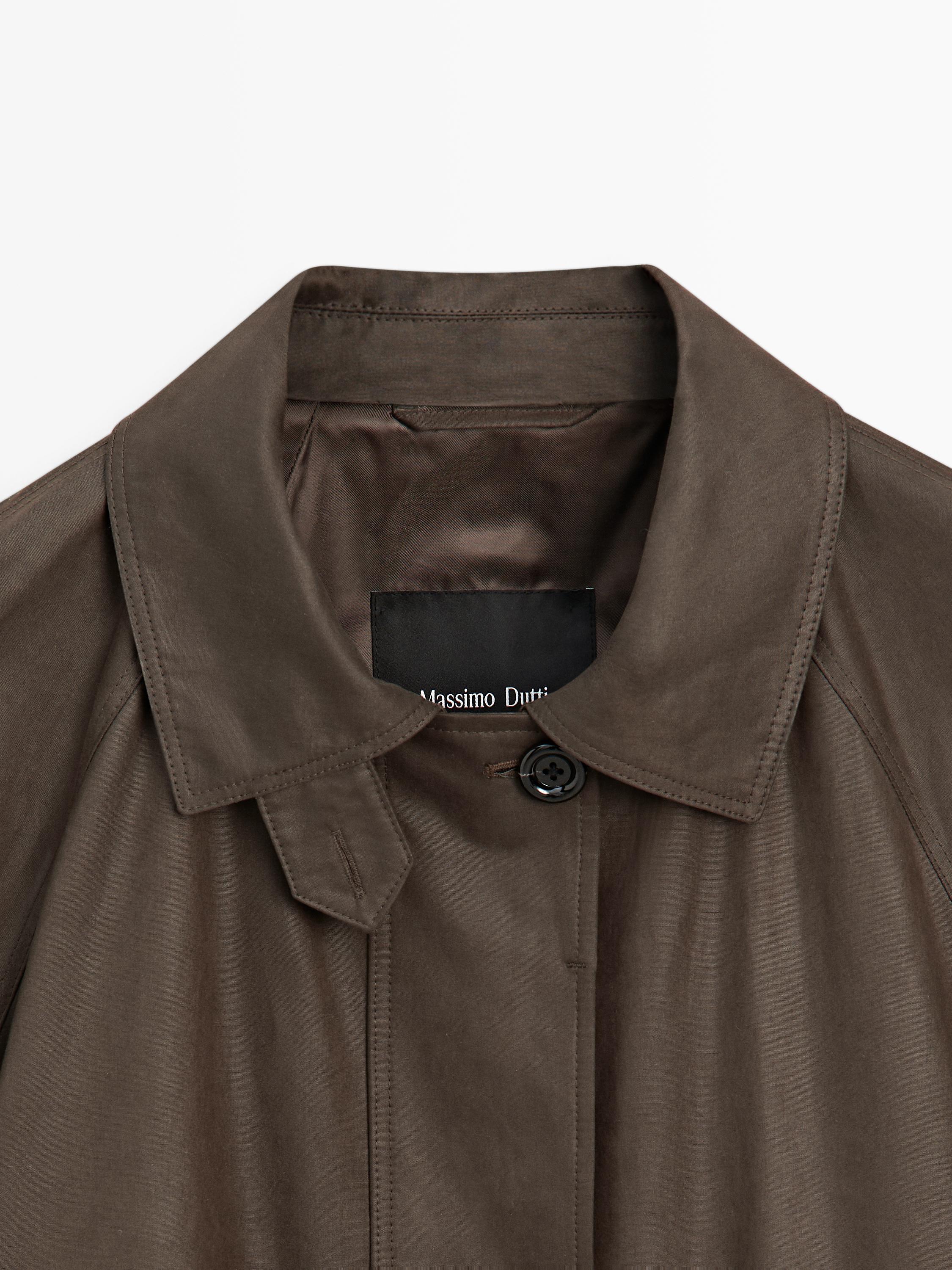 Long parka with pocket details — MOLE BROWN