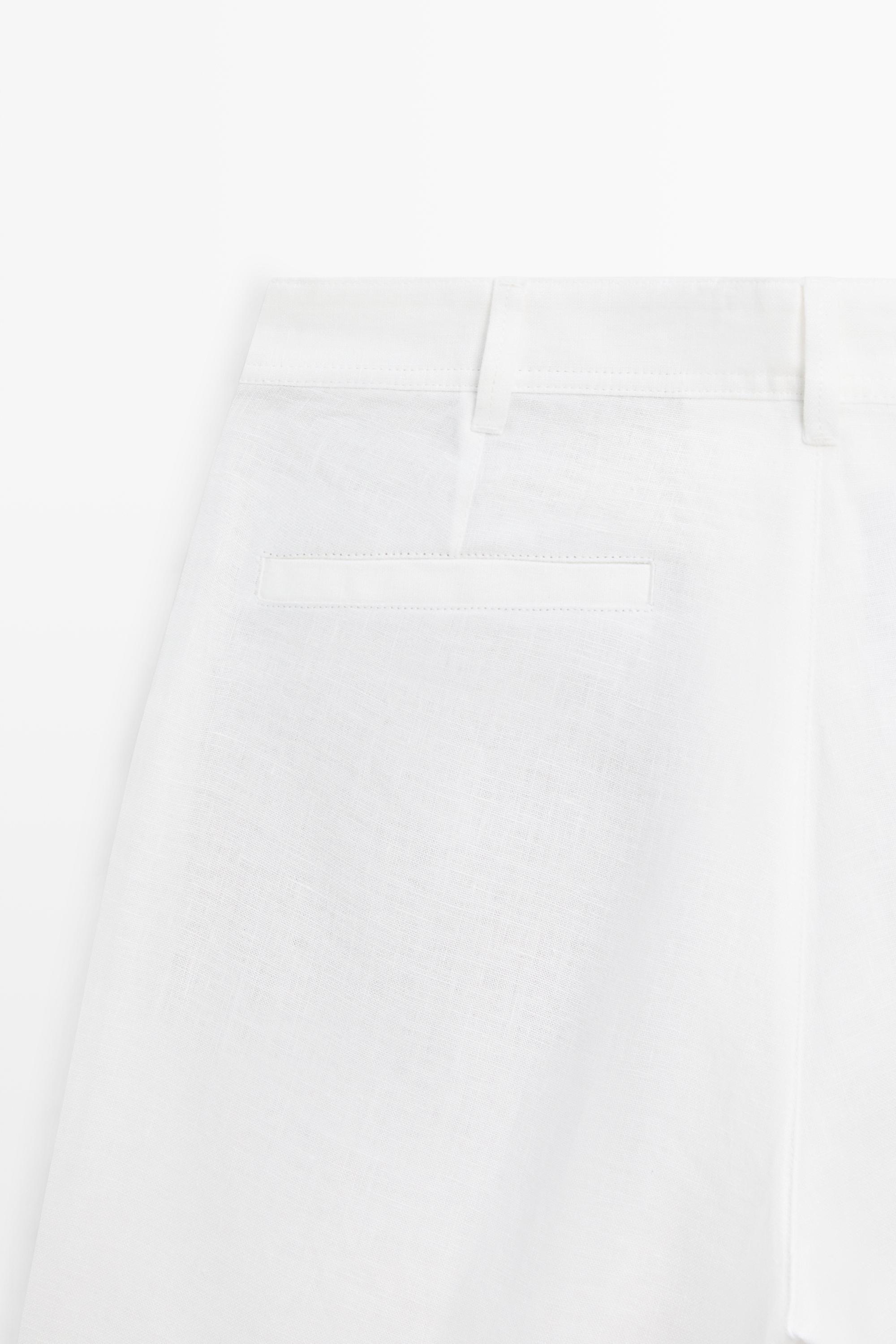 100% linen short Bermuda shorts — WHITE