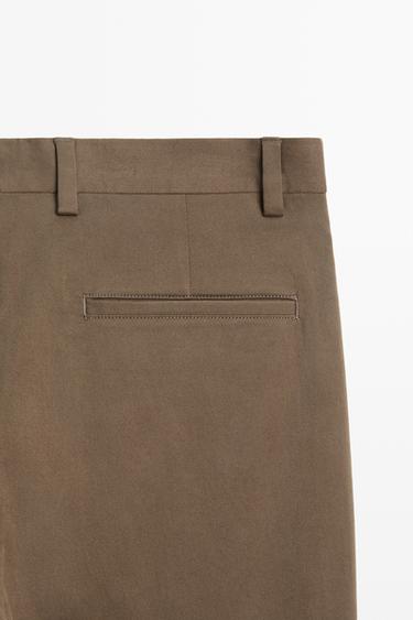 Cotton blend darted pants — MEDIUM CAMEL 7