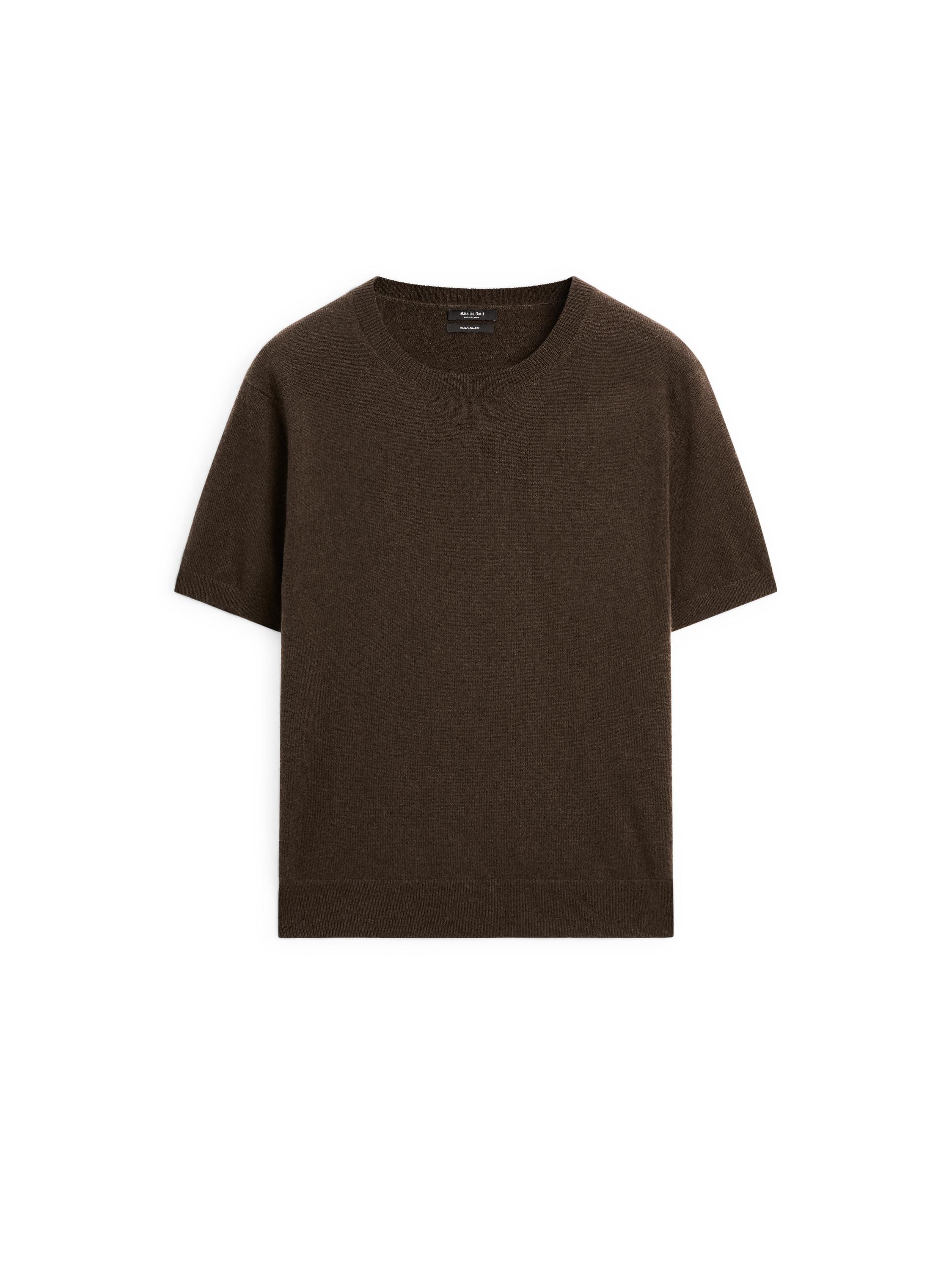 Knit 100% cashmere crew neck sweater — BROWN