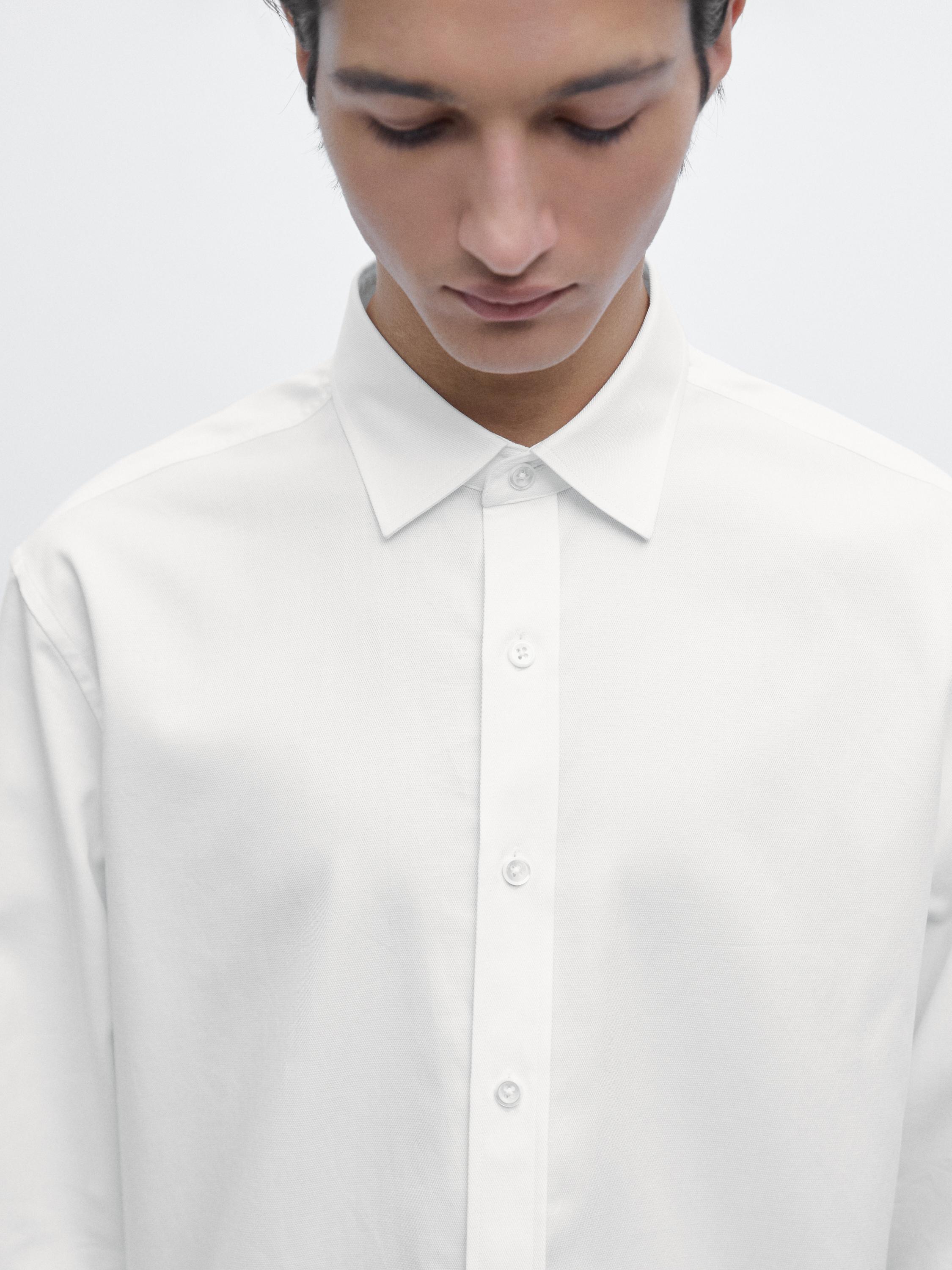 Slim fit 100% cotton shirt — WHITE