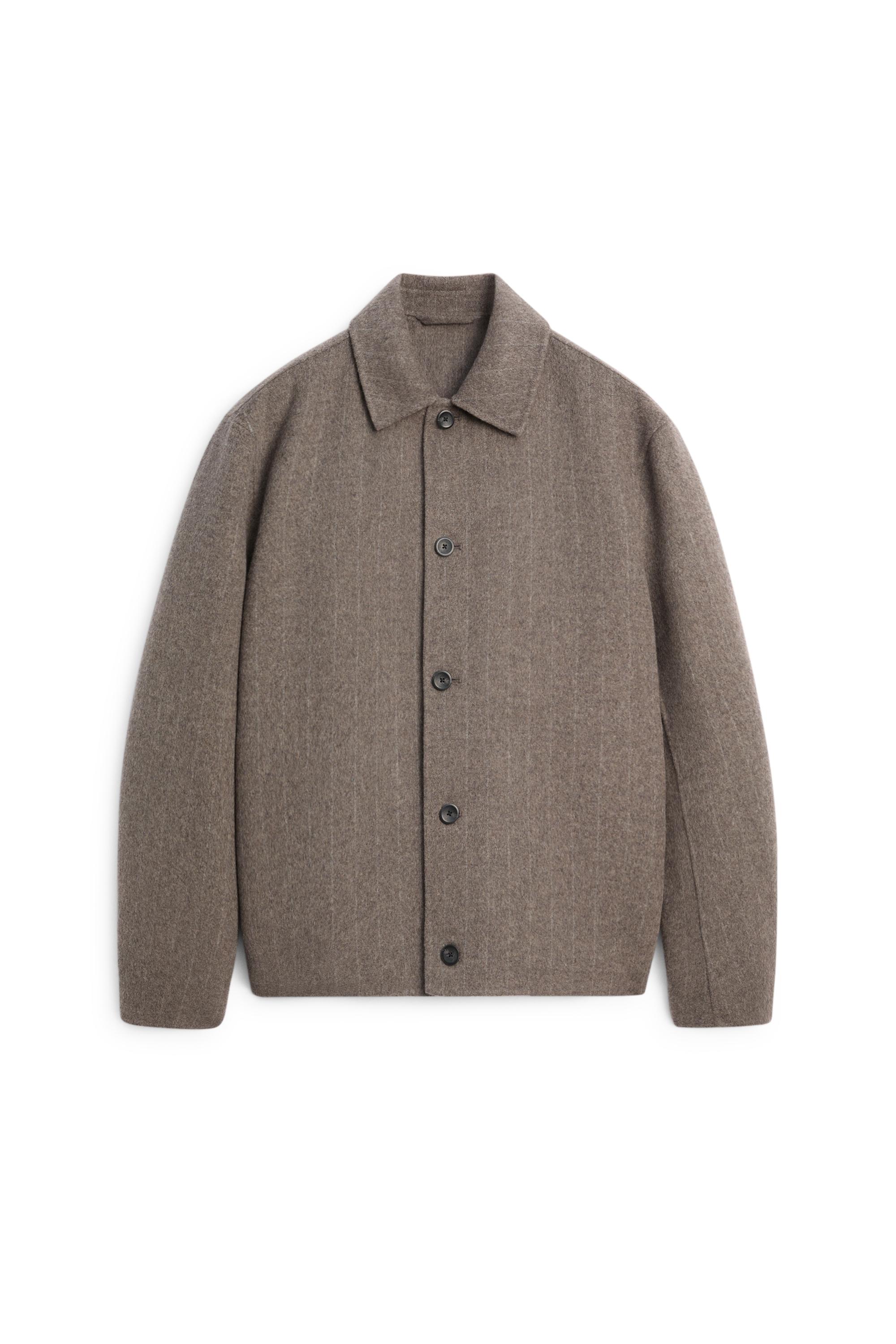Striped double wool blend jacket — MINK