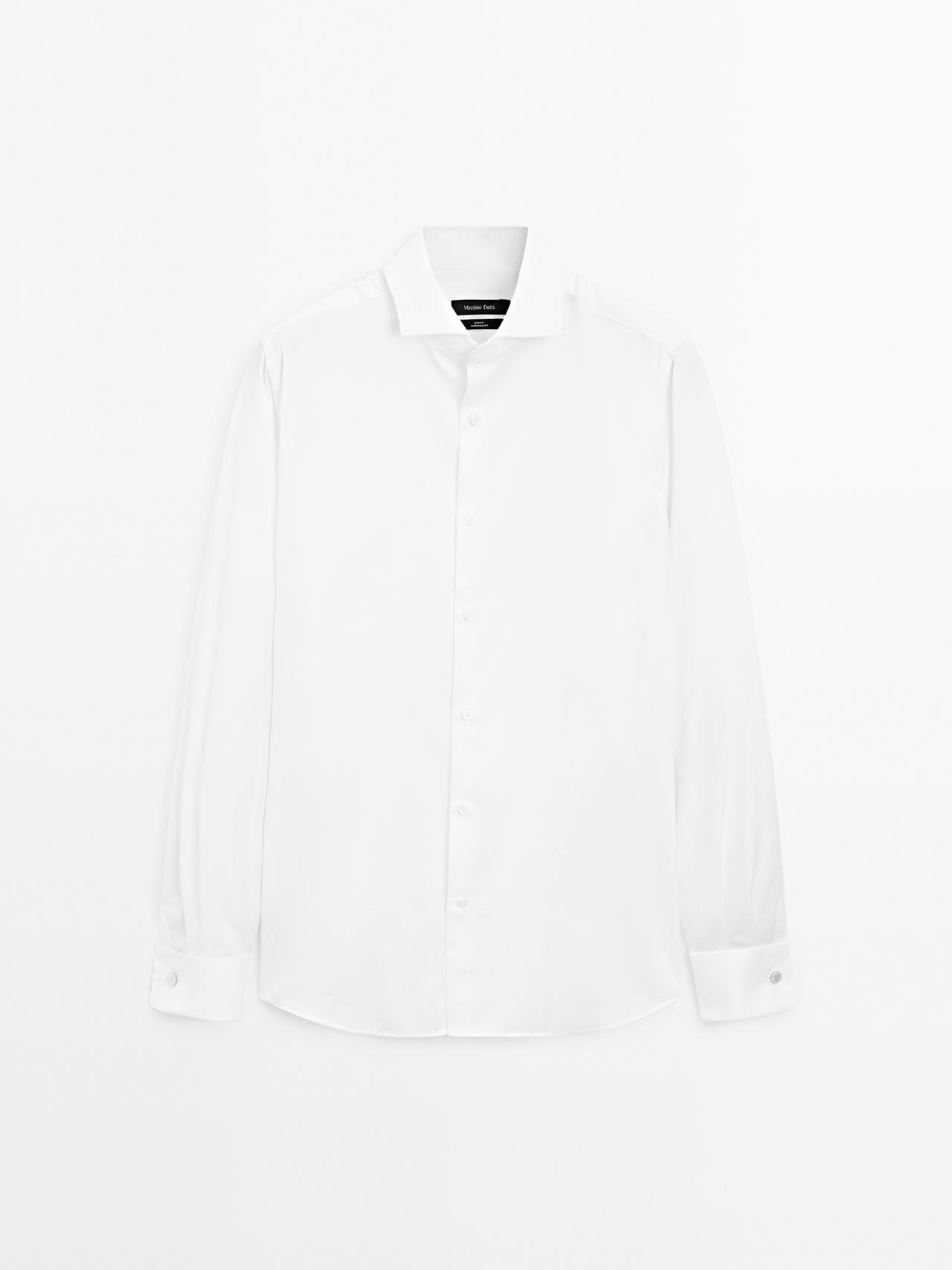 Camicia Slim Fit Con Doppio Polsino In Cotone - Bianco - 39 - Massimo Dutti - Maschile