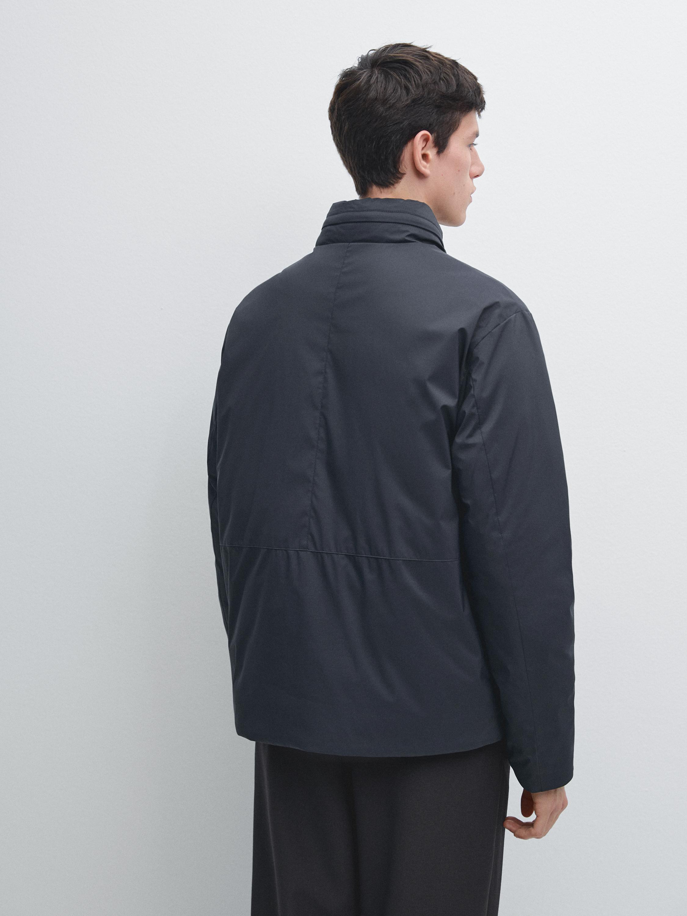 Short water-repellent puffer jacket — DARK NAVY
