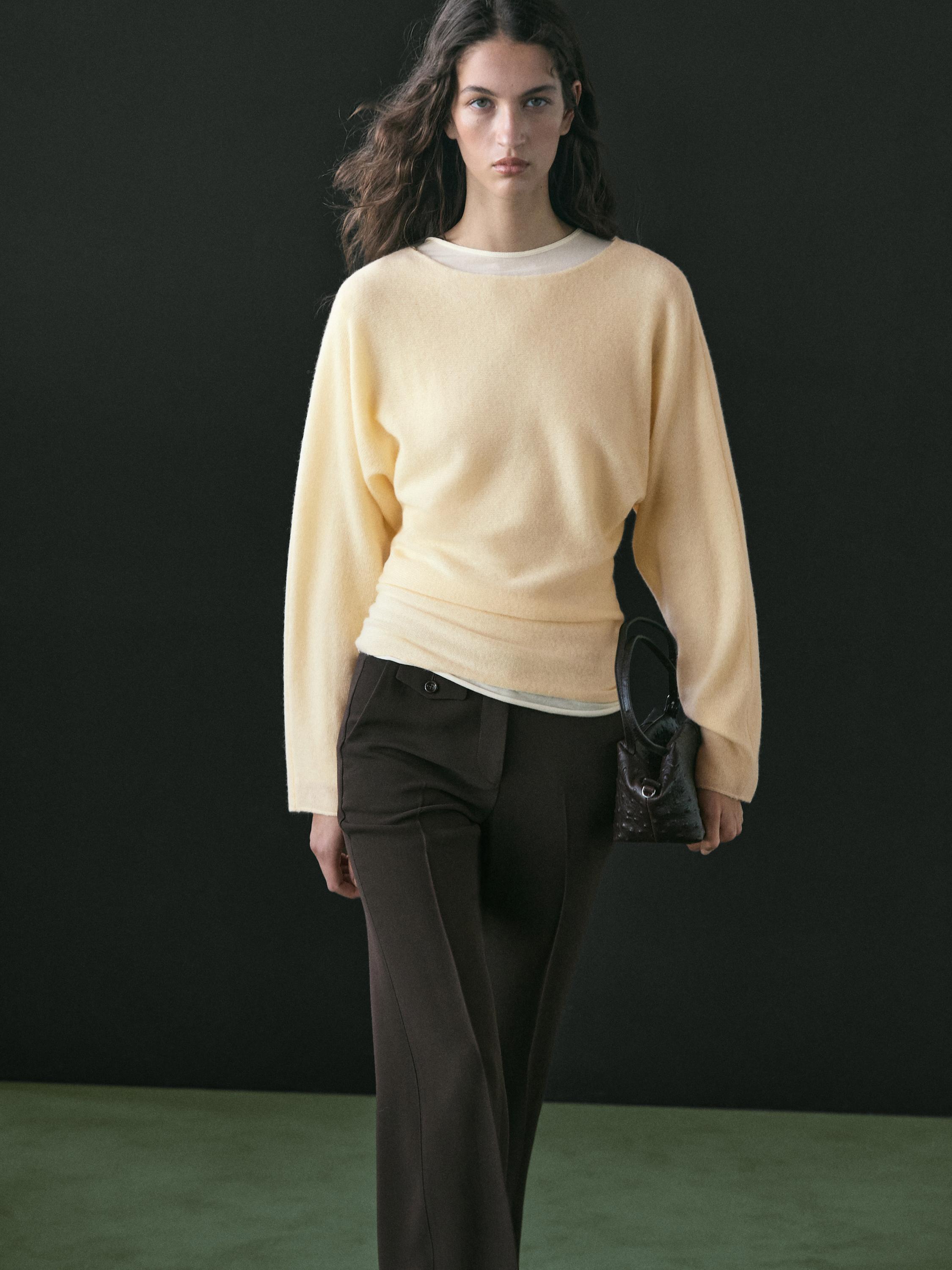 Pull en maille à col bateau