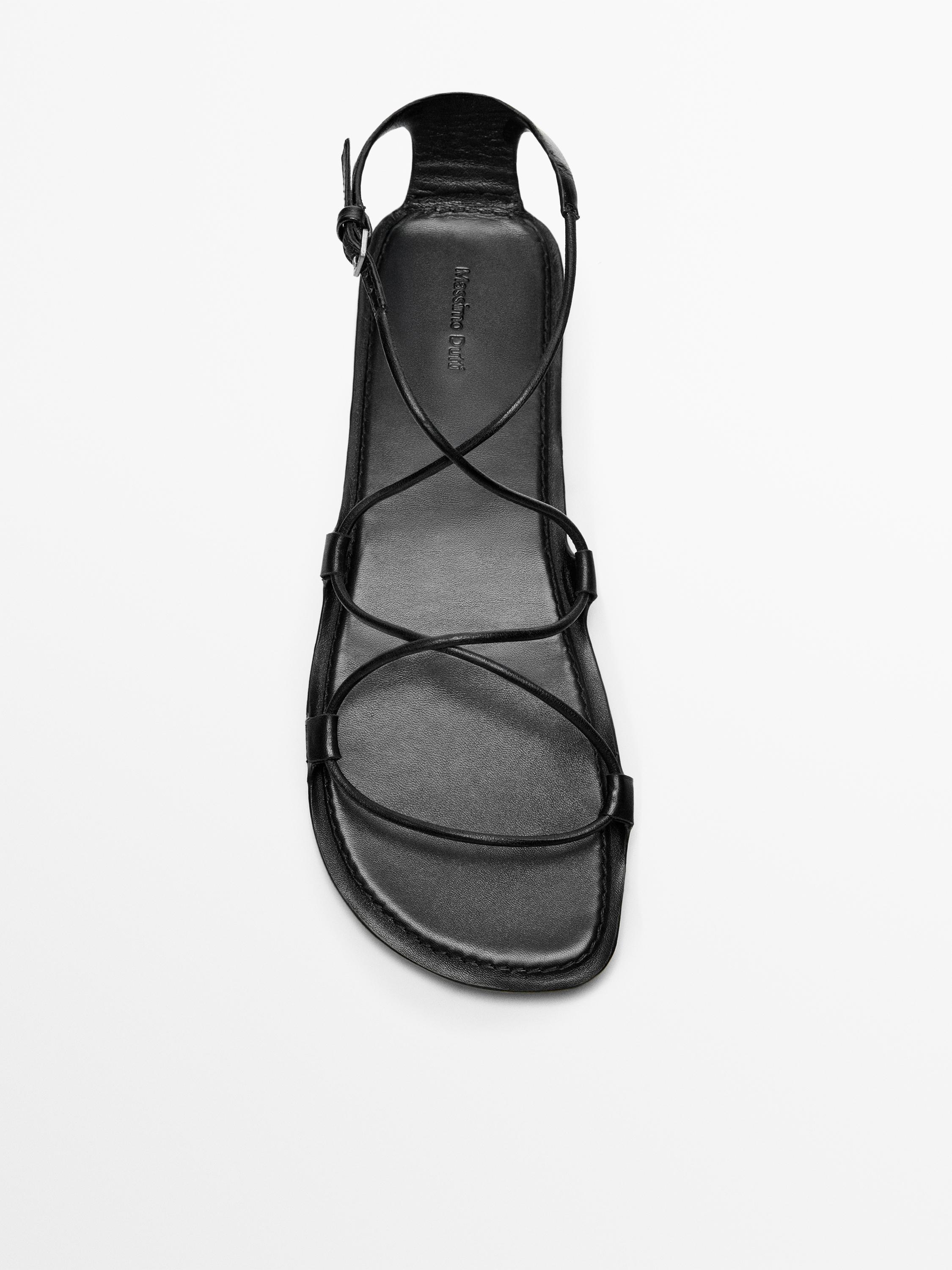 Strappy flat sandals · Black · Flatâ Sandal | Massimo Dutti