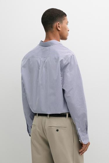 100% cotton regular fit striped shirt — NAVY BLUE 5