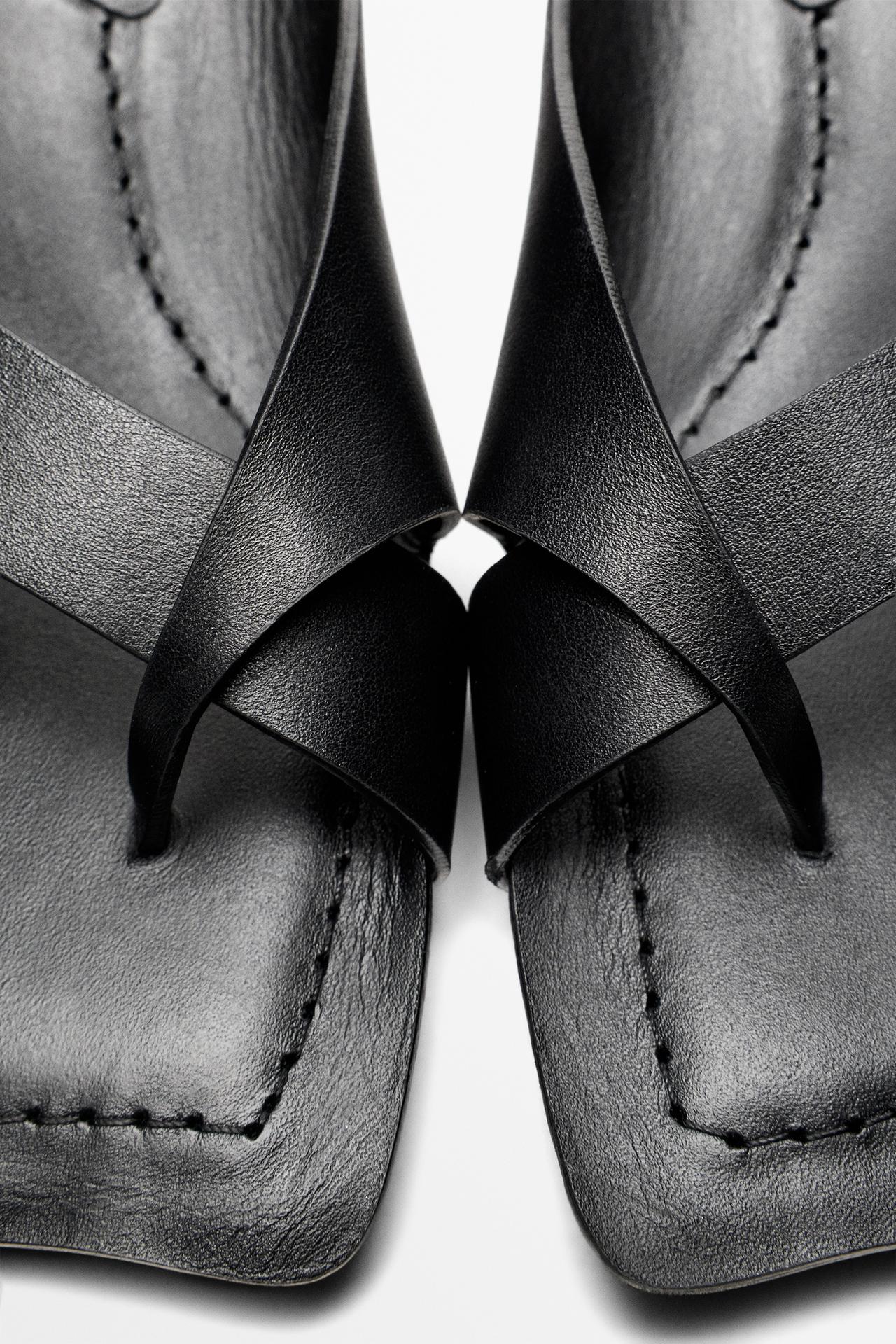 Leather heeled sandals - STUDIO — BLACK